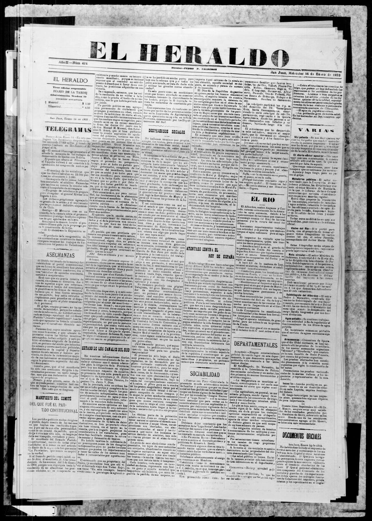 Portada · 14 de Enero de 1903