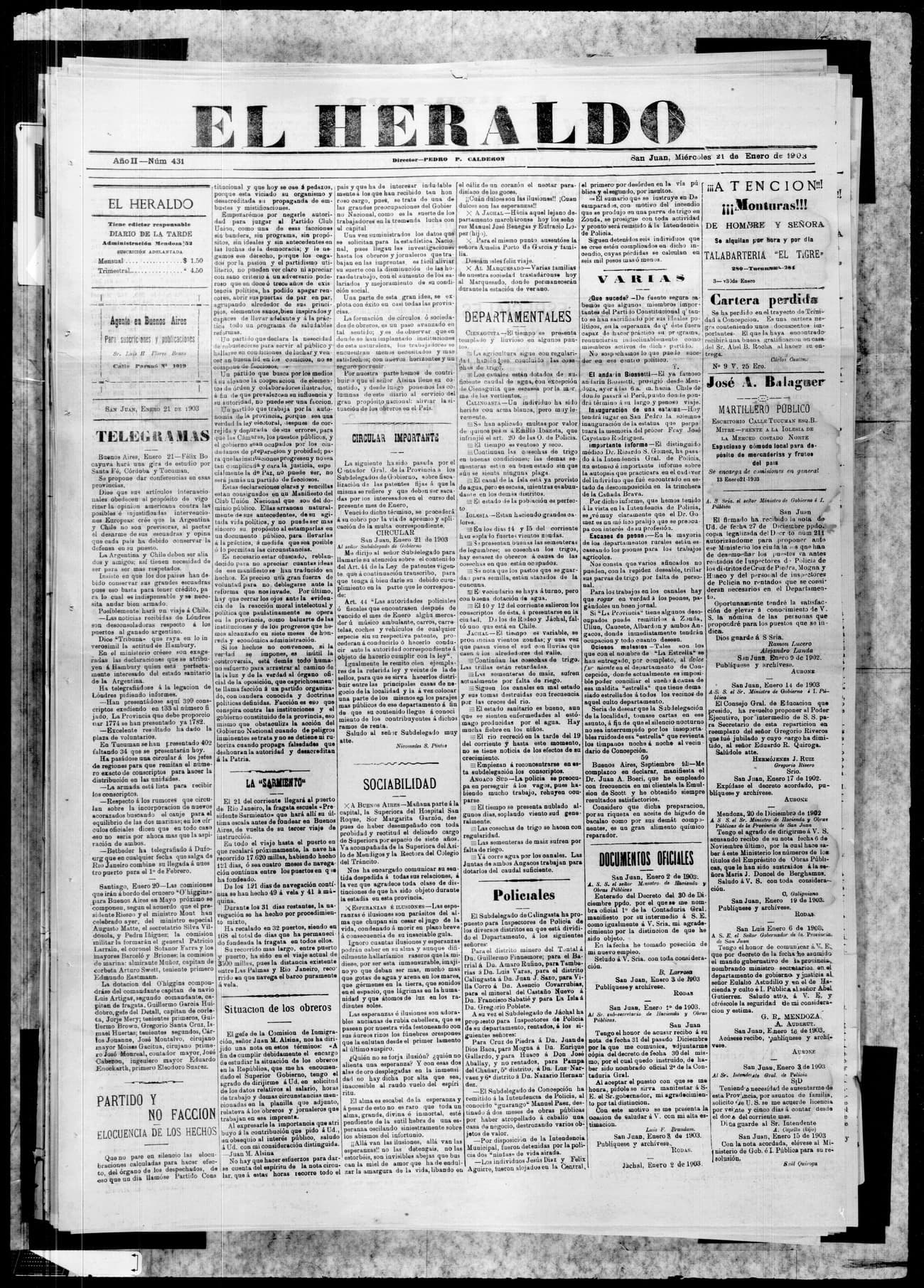 Portada · 21 de Enero de 1903