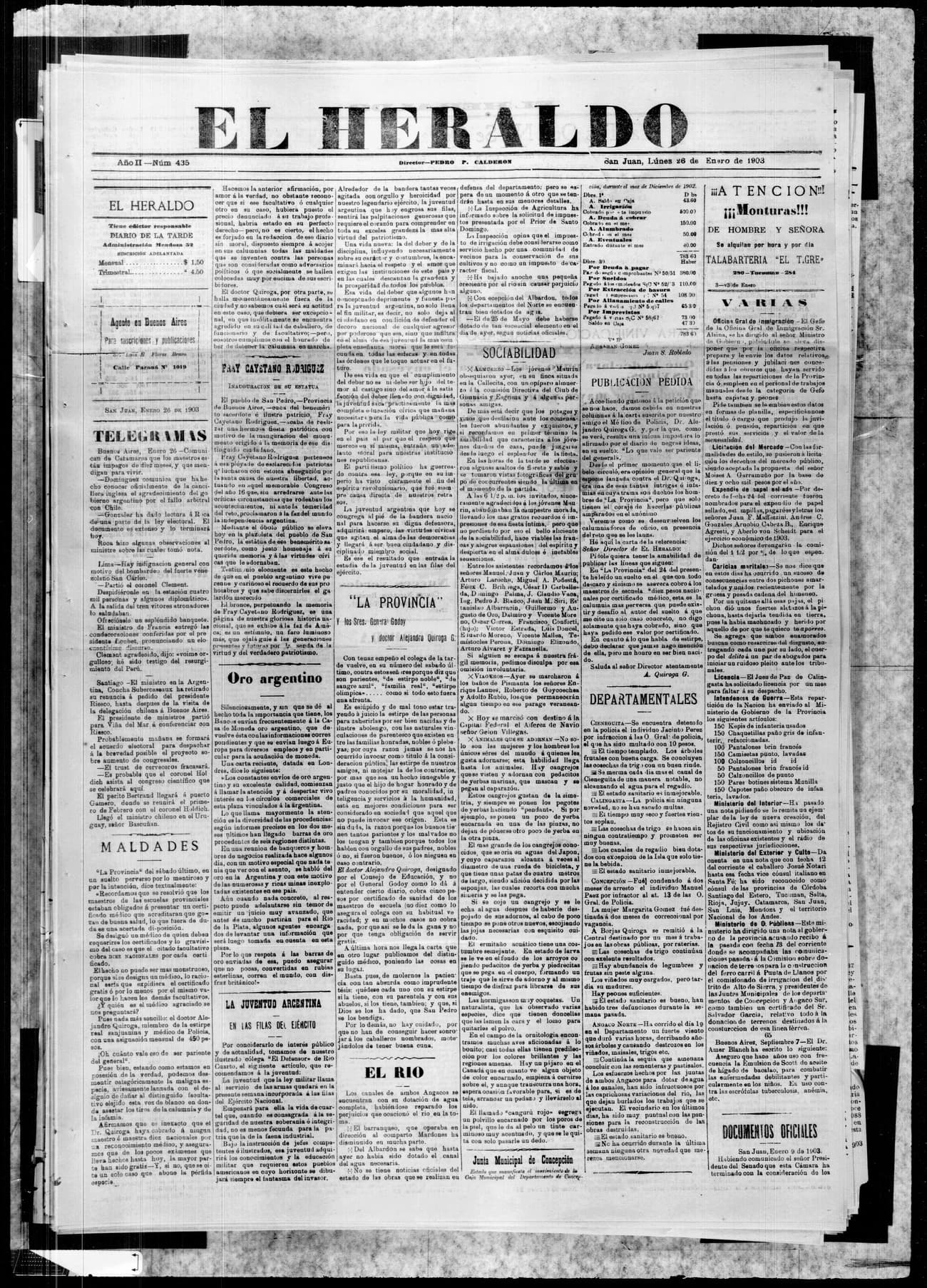 Portada · 26 de Enero de 1903