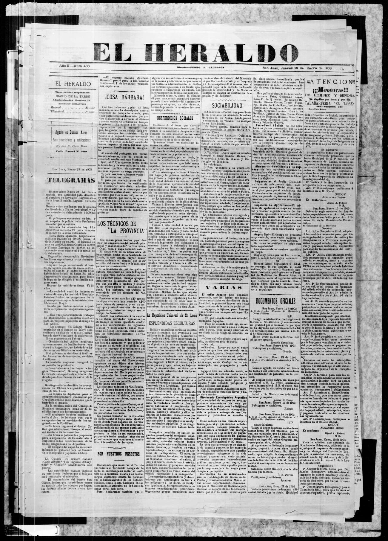 Portada · 29 de Enero de 1903