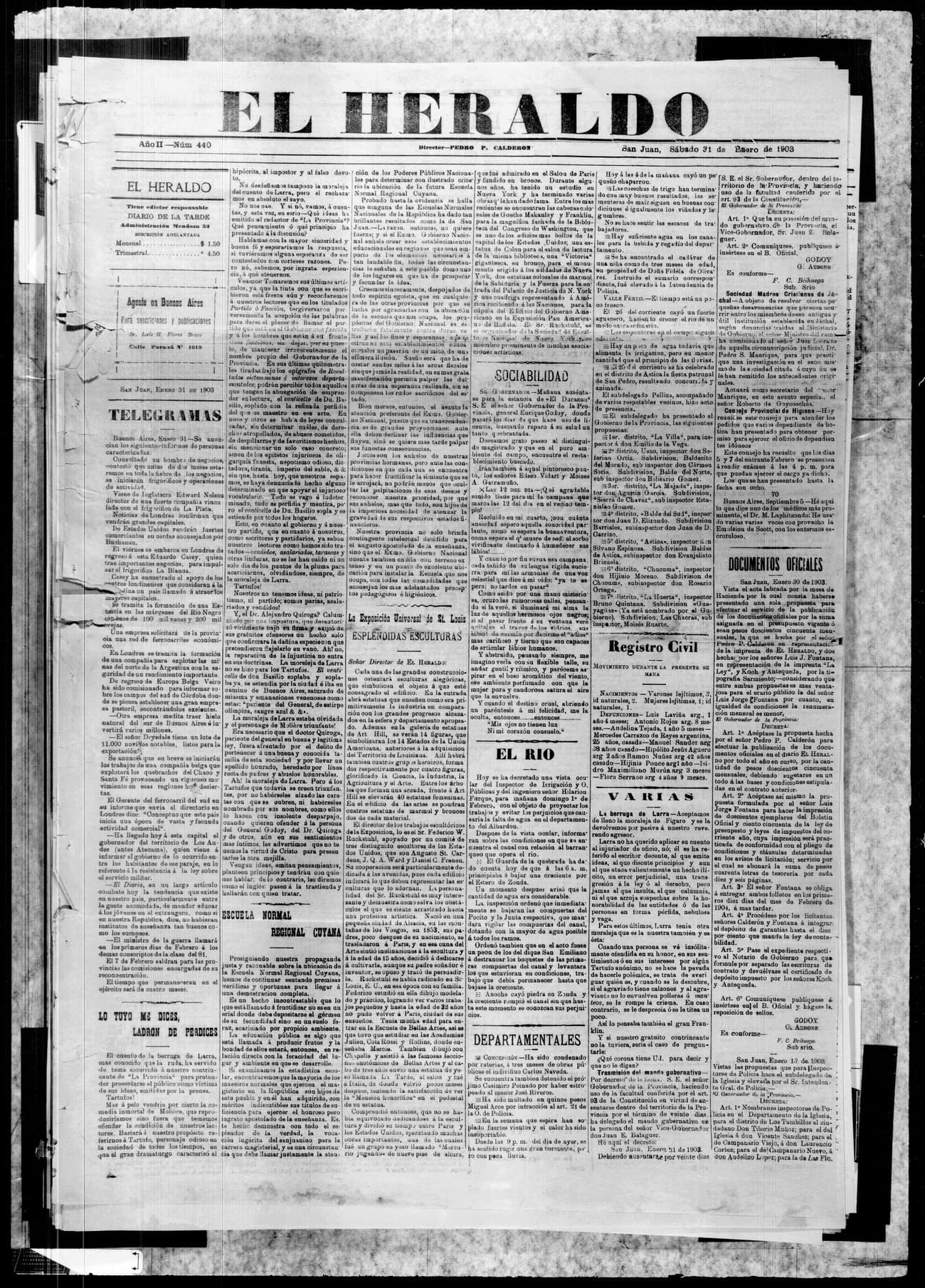 Portada · 31 de Enero de 1903
