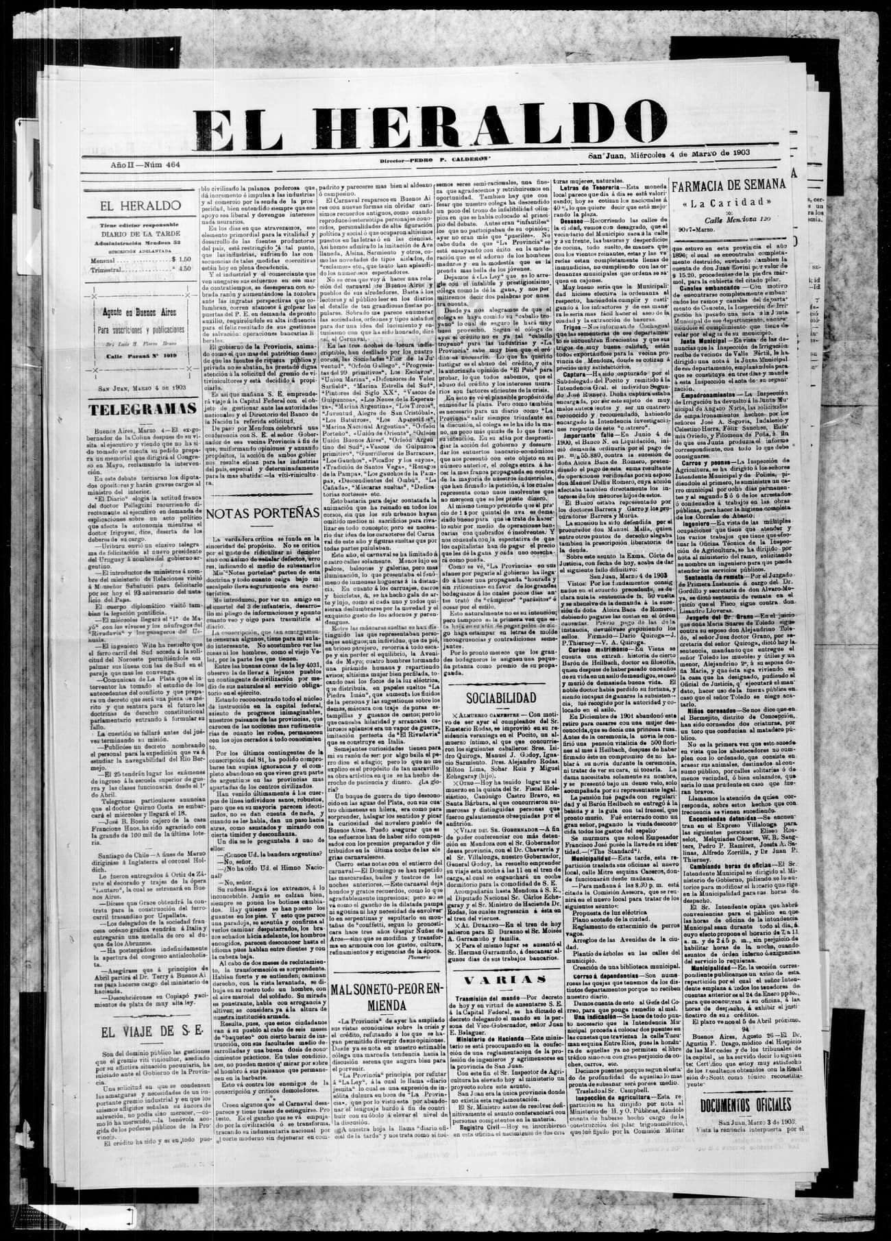 Portada · 4 de Marzo de 1903