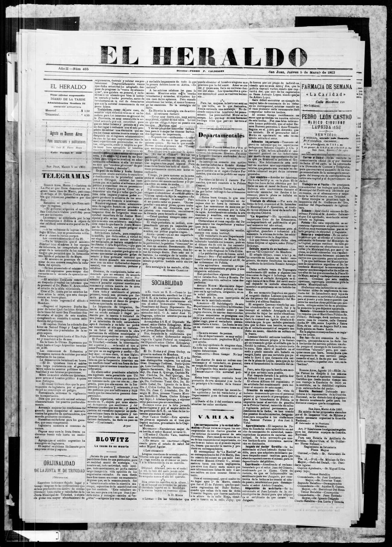 Portada · 5 de Marzo de 1903