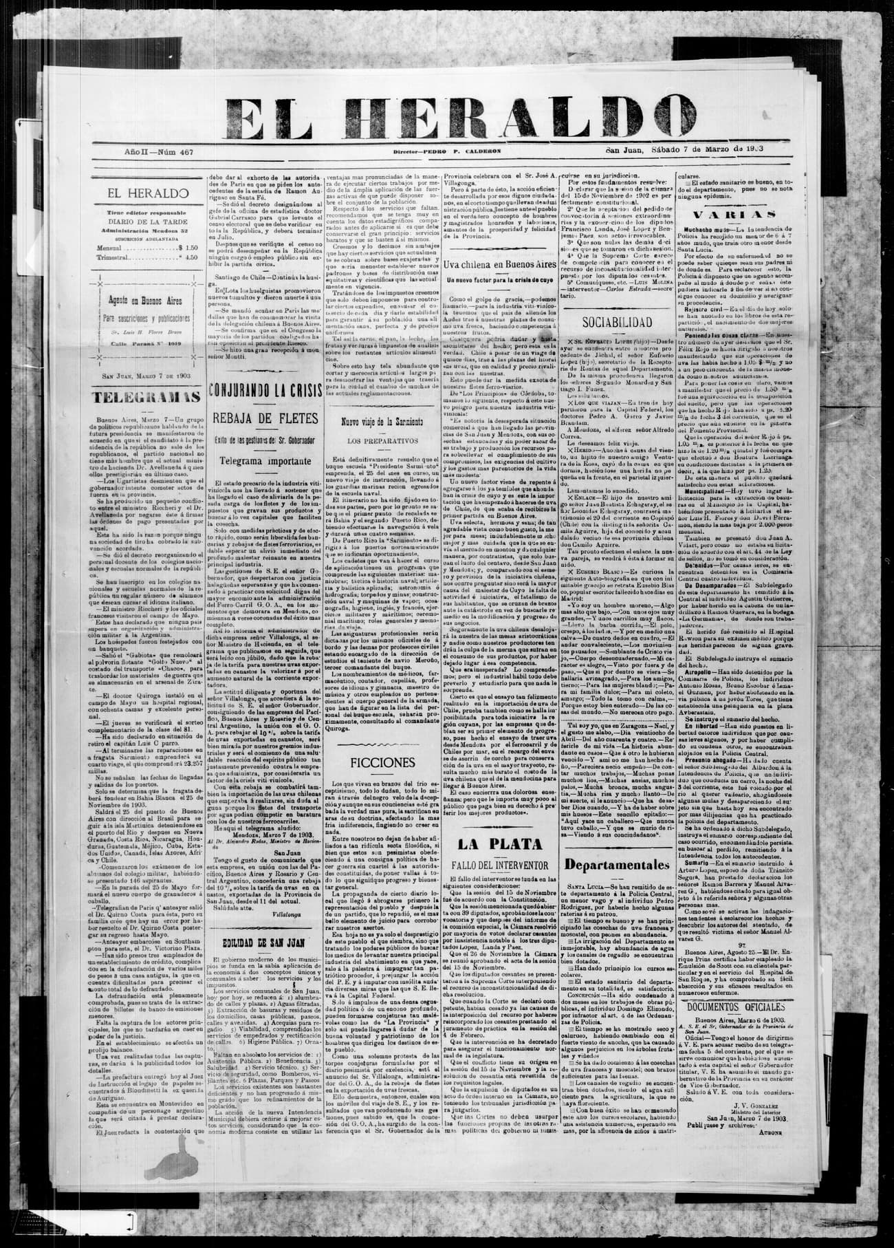 Portada · 7 de Marzo de 1903