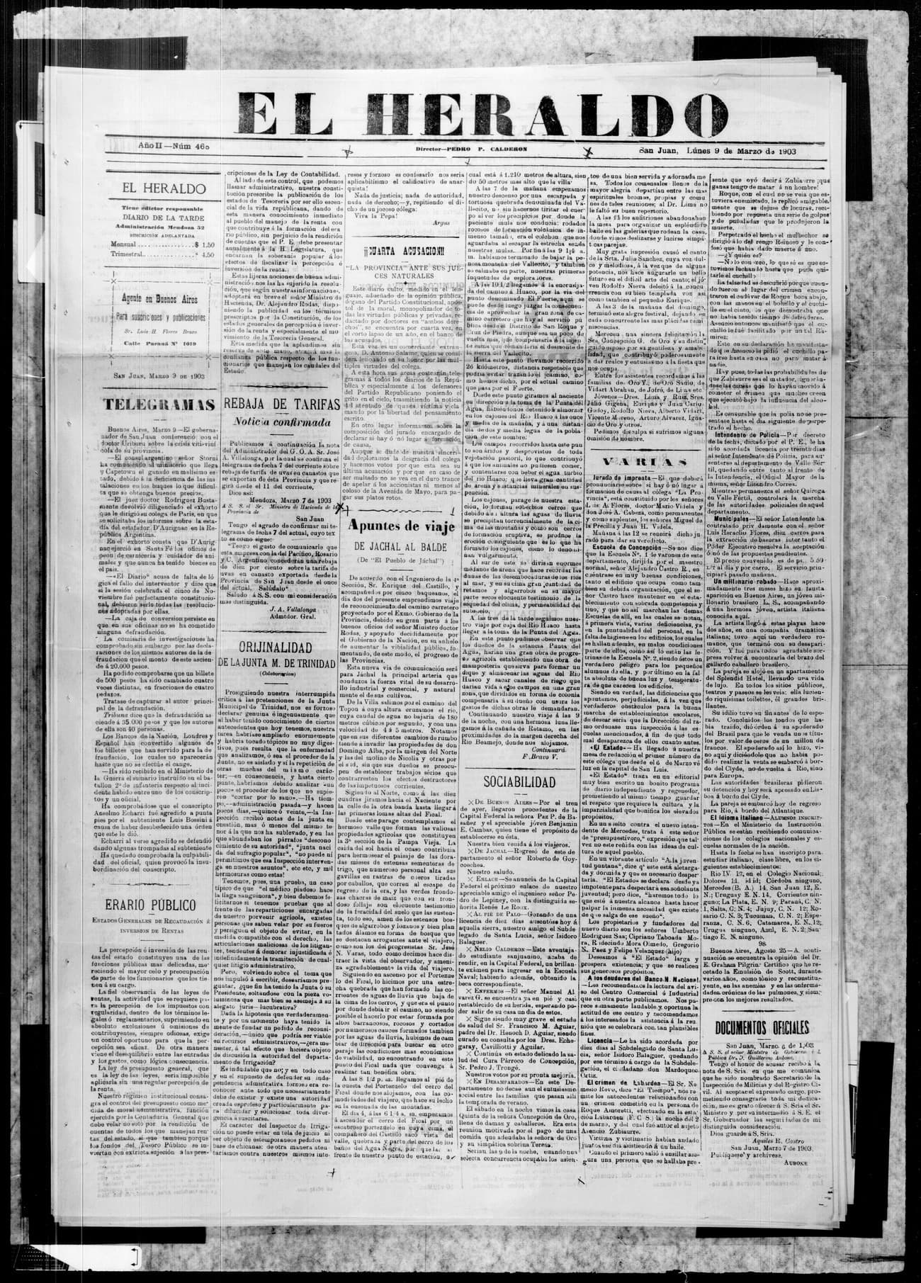 Portada · 9 de Marzo de 1903