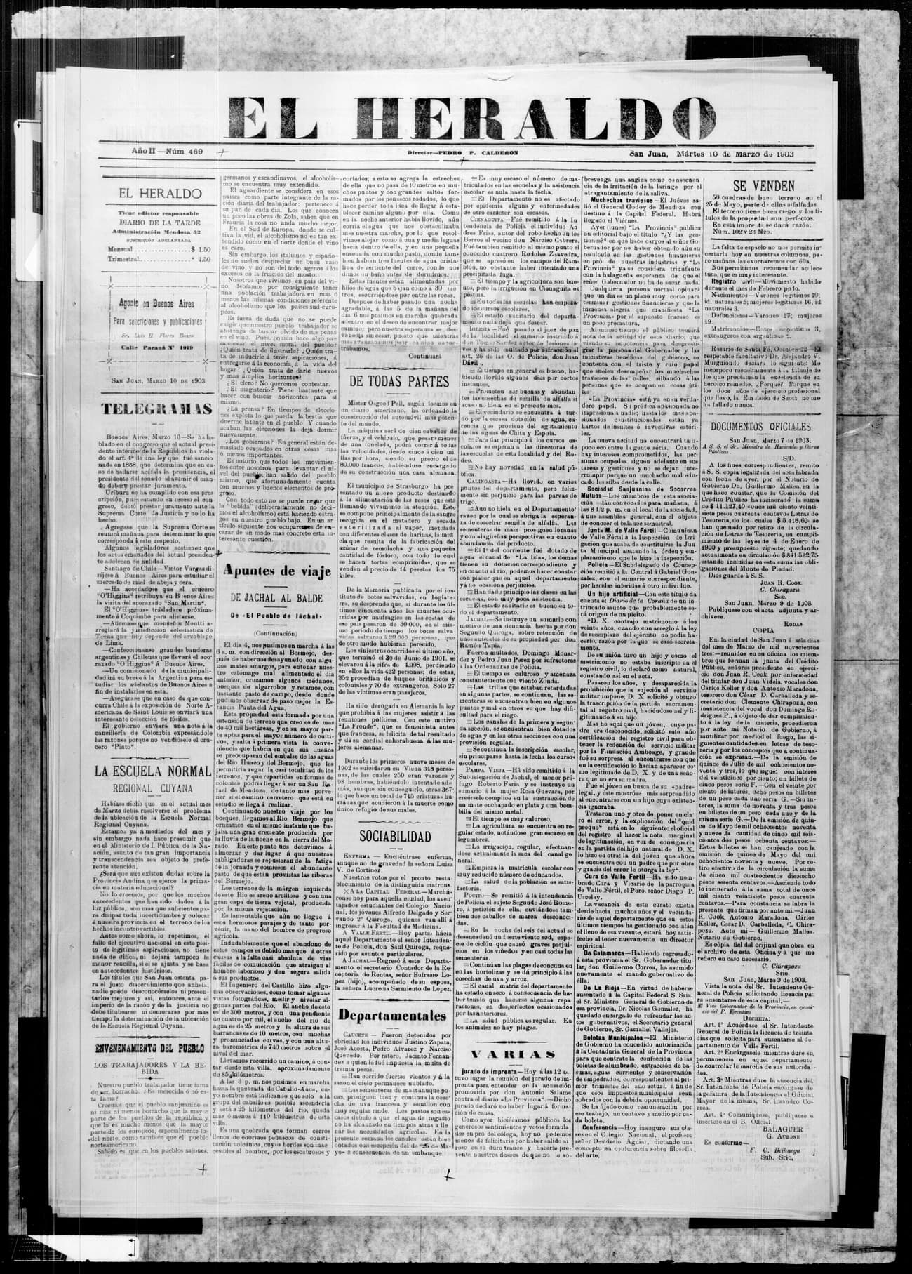 Portada · 10 de Marzo de 1903