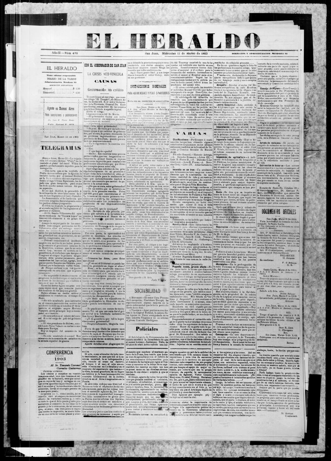 Portada · 11 de Marzo de 1903