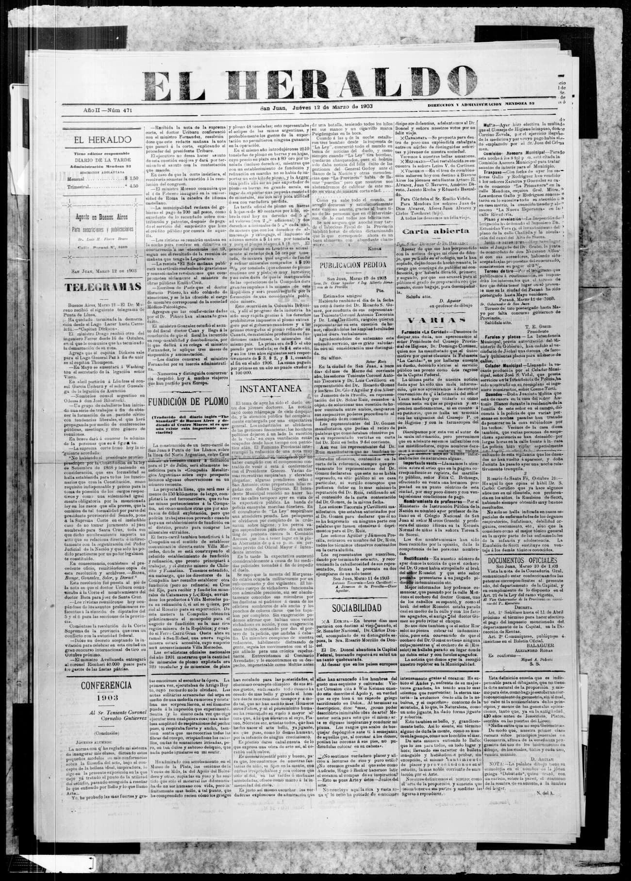 Portada · 12 de Marzo de 1903