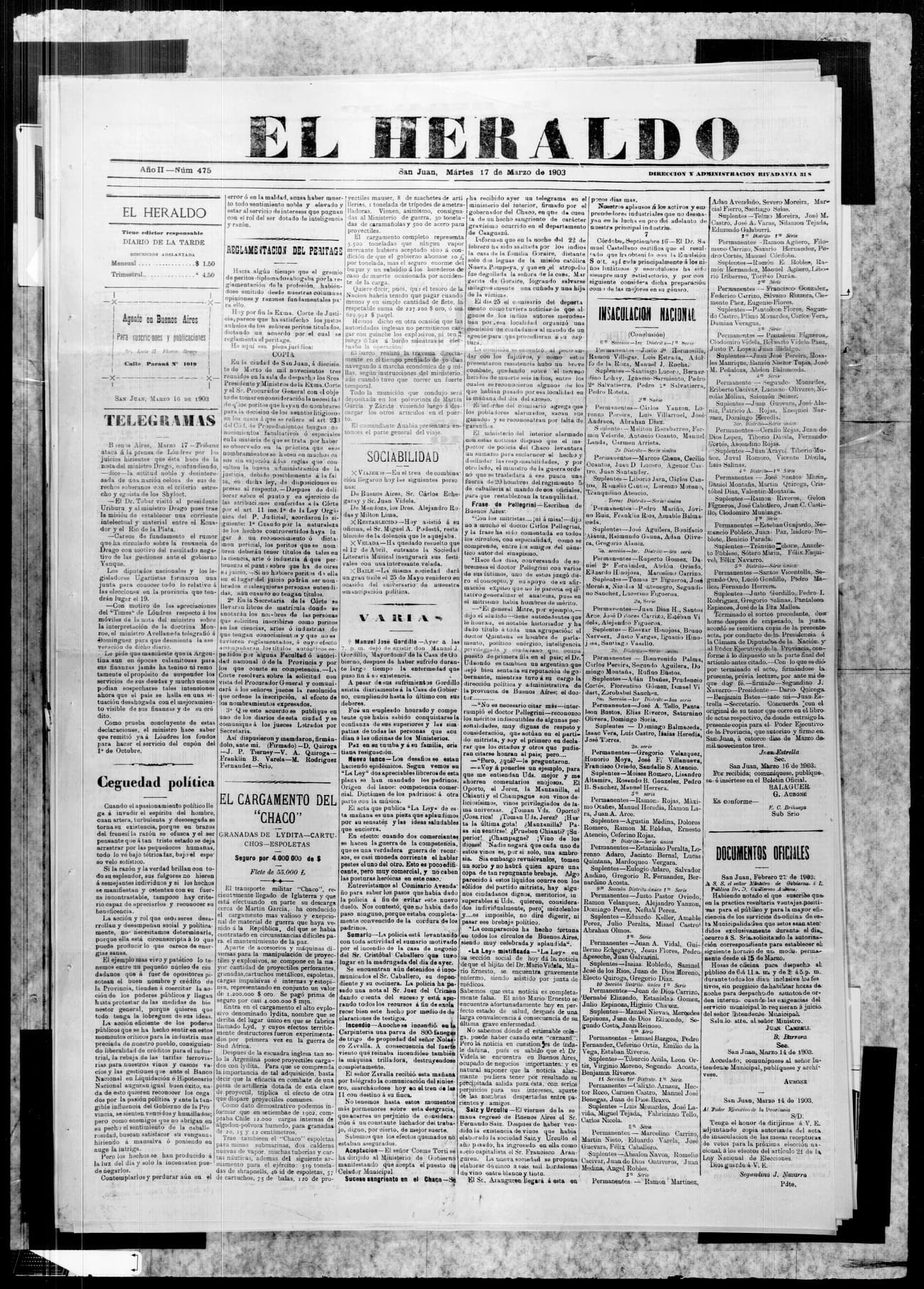 Portada · 17 de Marzo de 1903