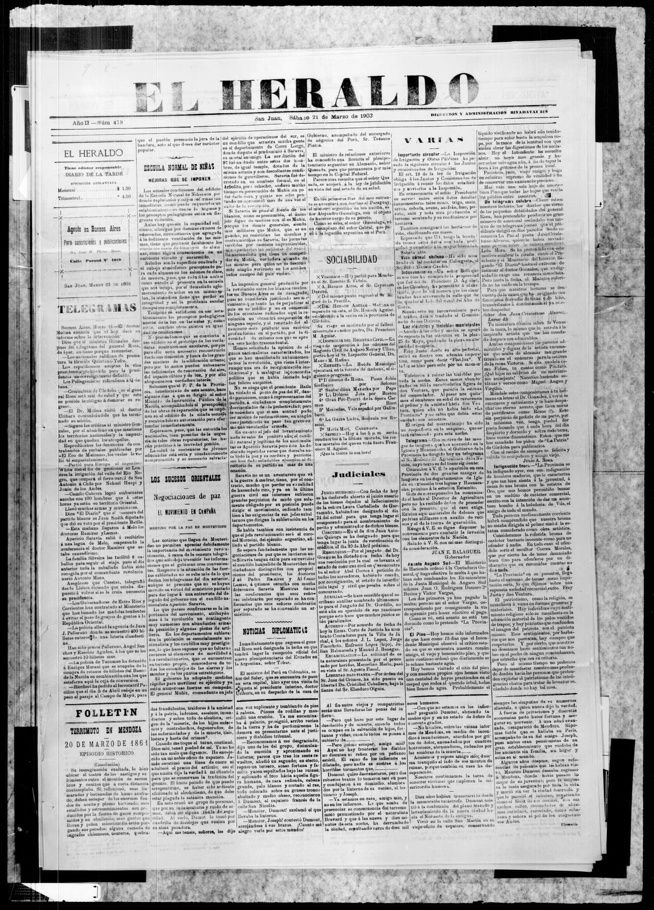 Portada · 21 de Marzo de 1903