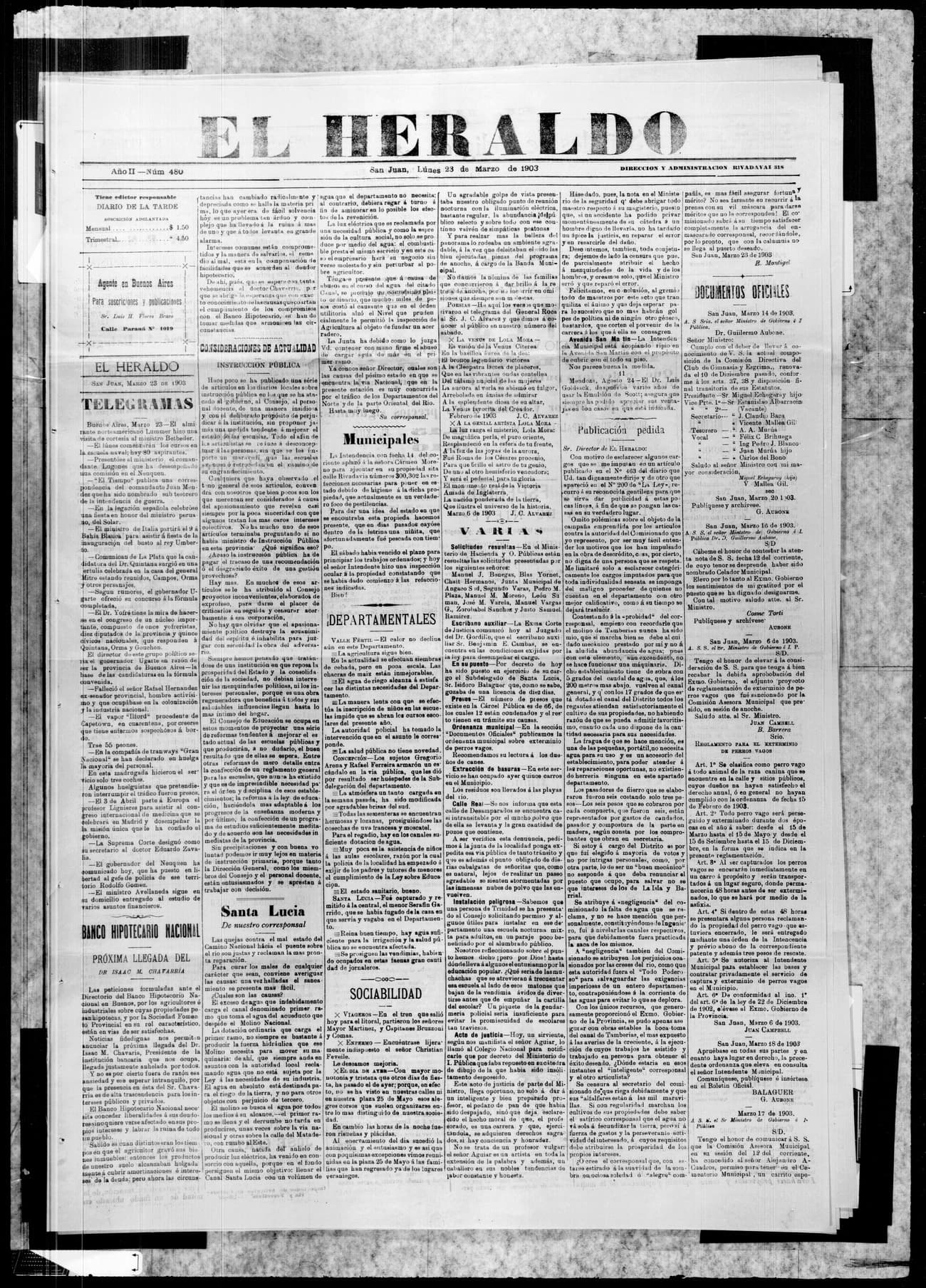 Portada · 23 de Marzo de 1903
