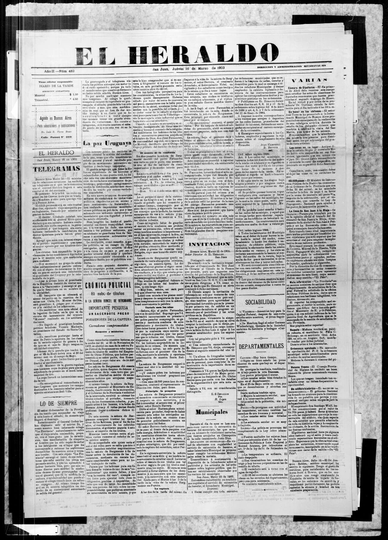 Portada · 26 de Marzo de 1903
