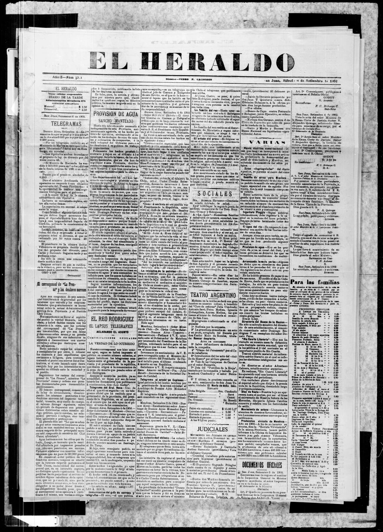 Portada · 6 de Septiembre de 1902