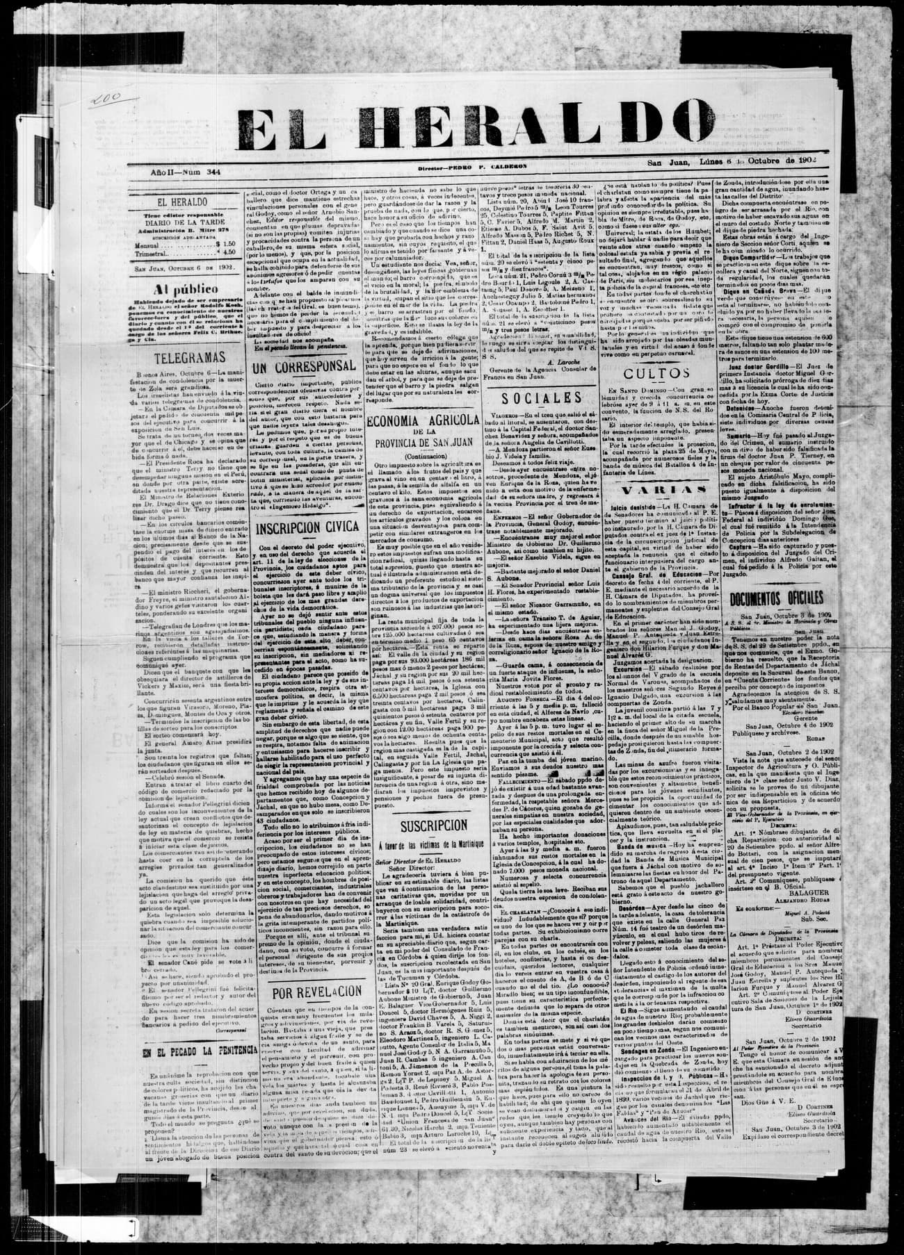 Portada · 6 de Octubre de 1902