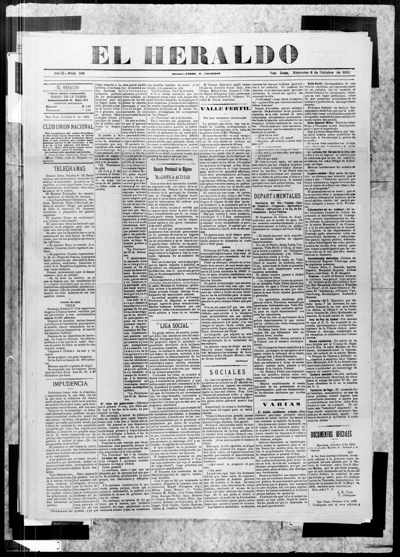 Portada · 8 de Octubre de 1902