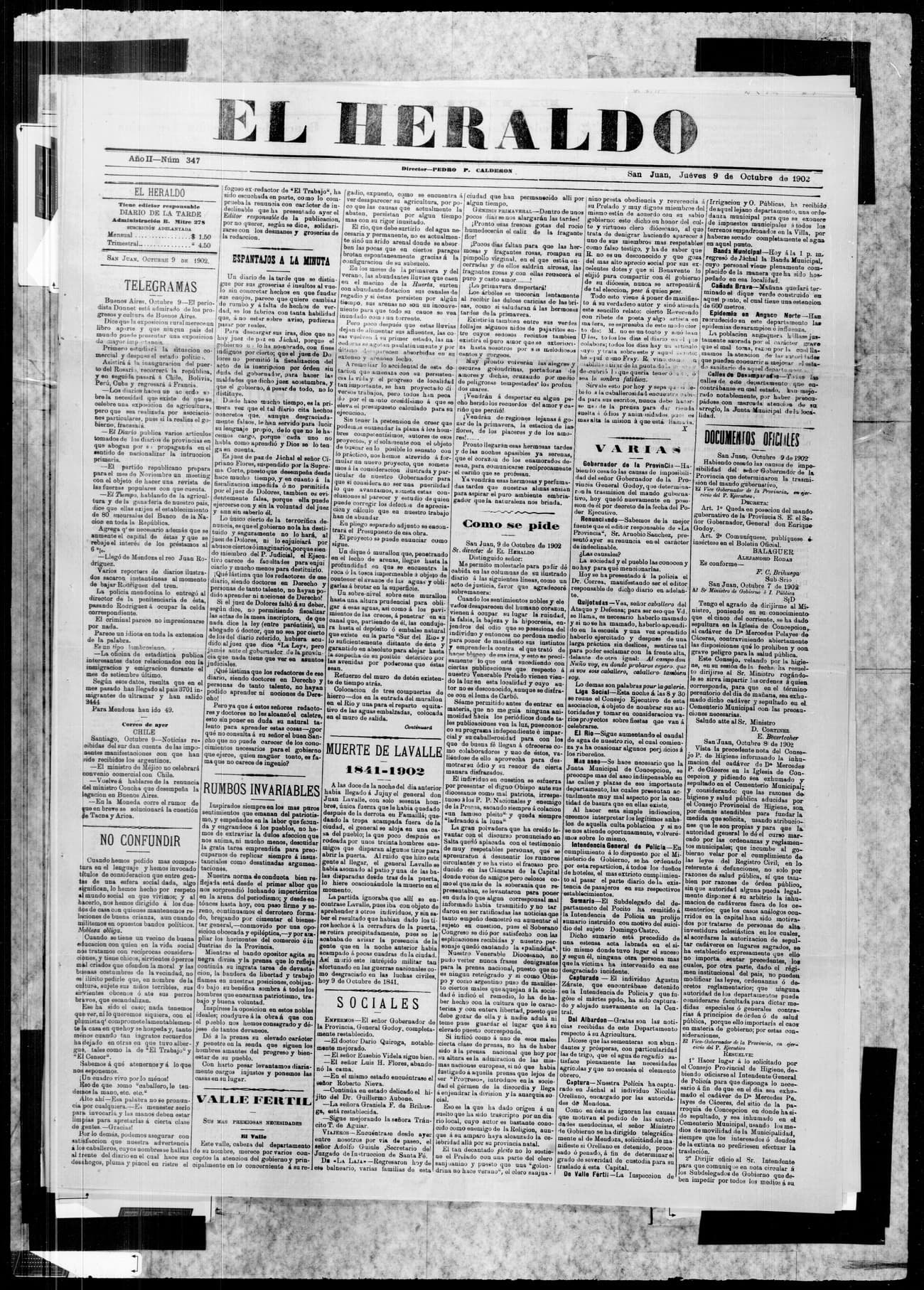 Portada · 9 de Octubre de 1902