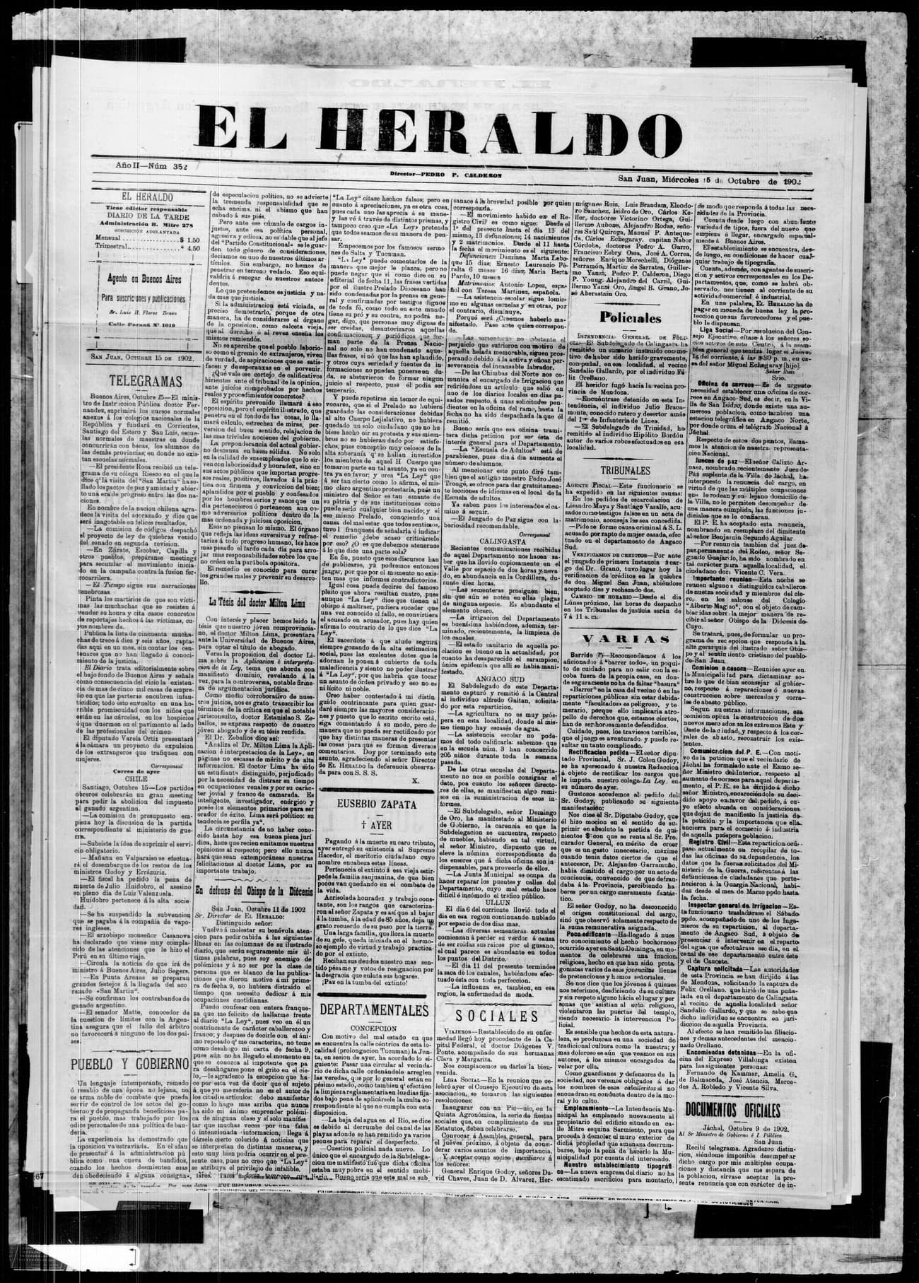 Portada · 15 de Octubre de 1902