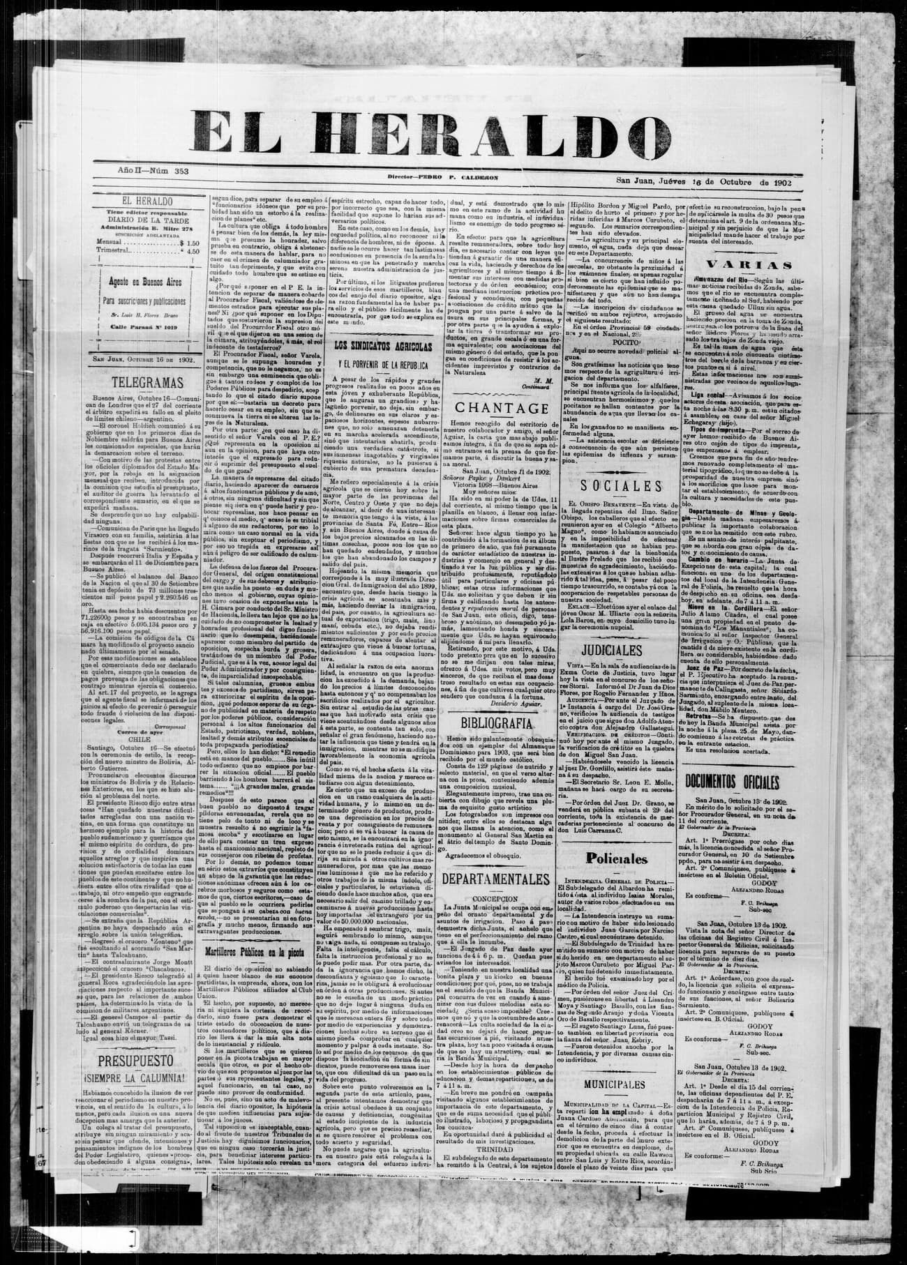 Portada · 16 de Octubre de 1902