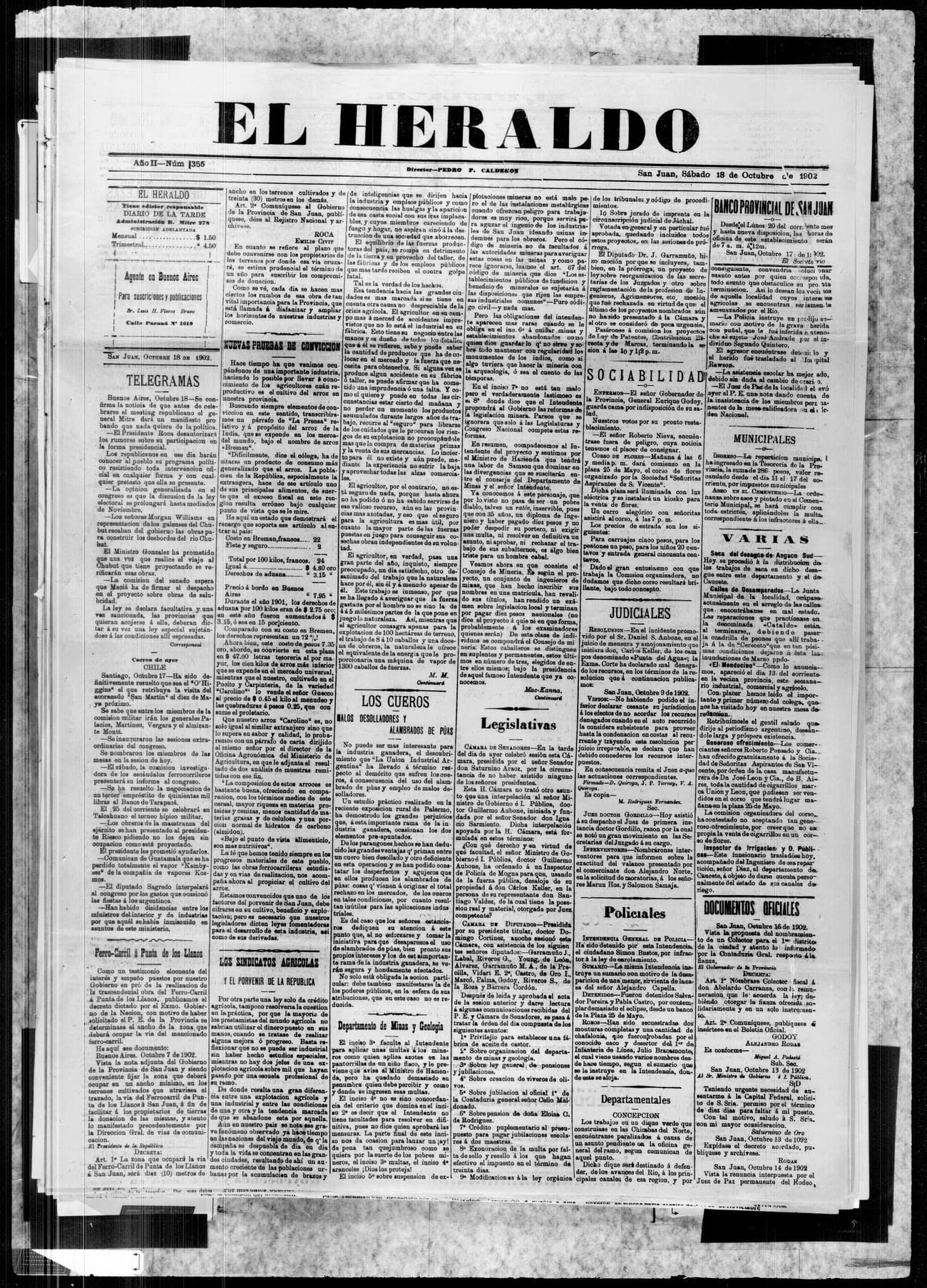 Portada · 18 de Octubre de 1902