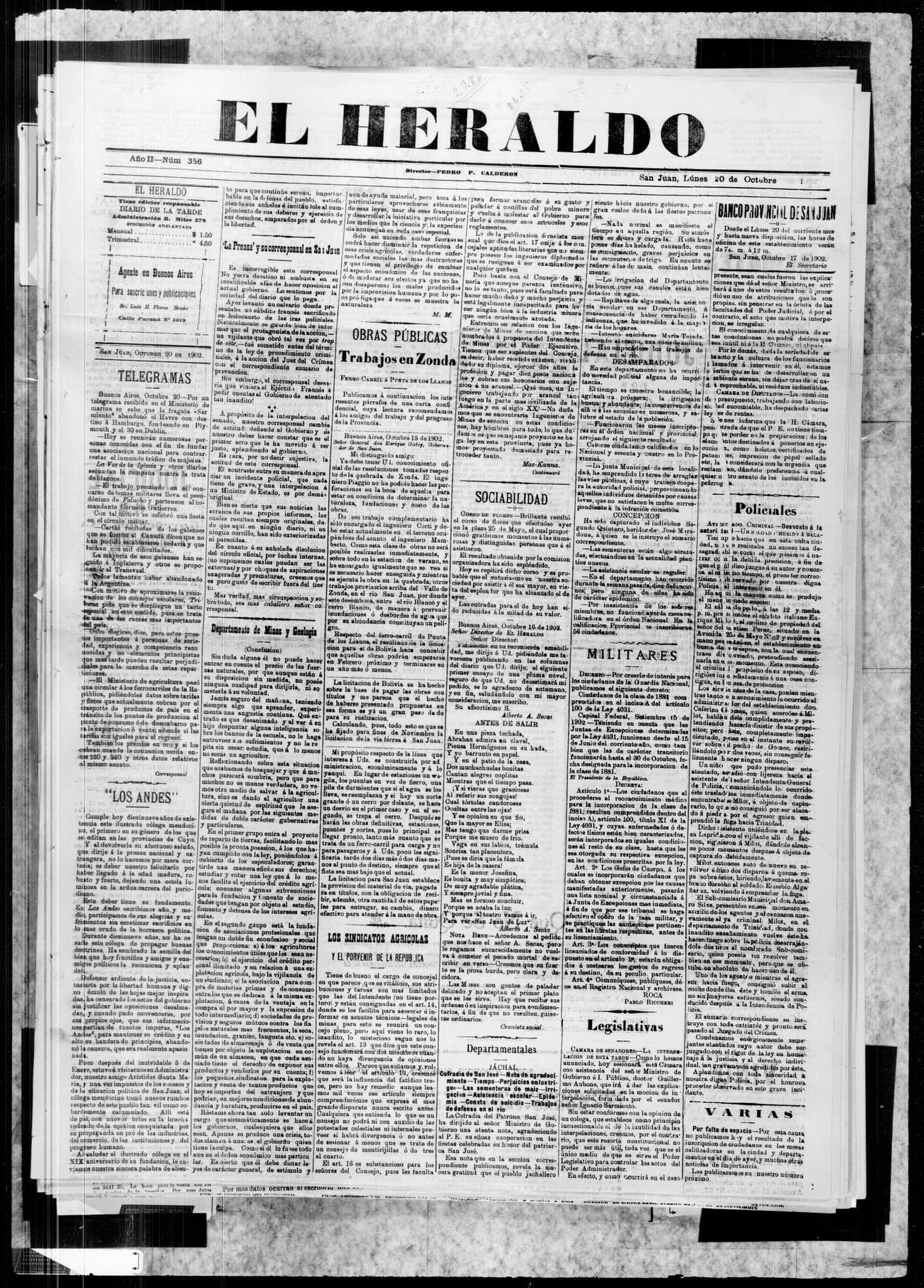 Portada · 20 de Octubre de 1902
