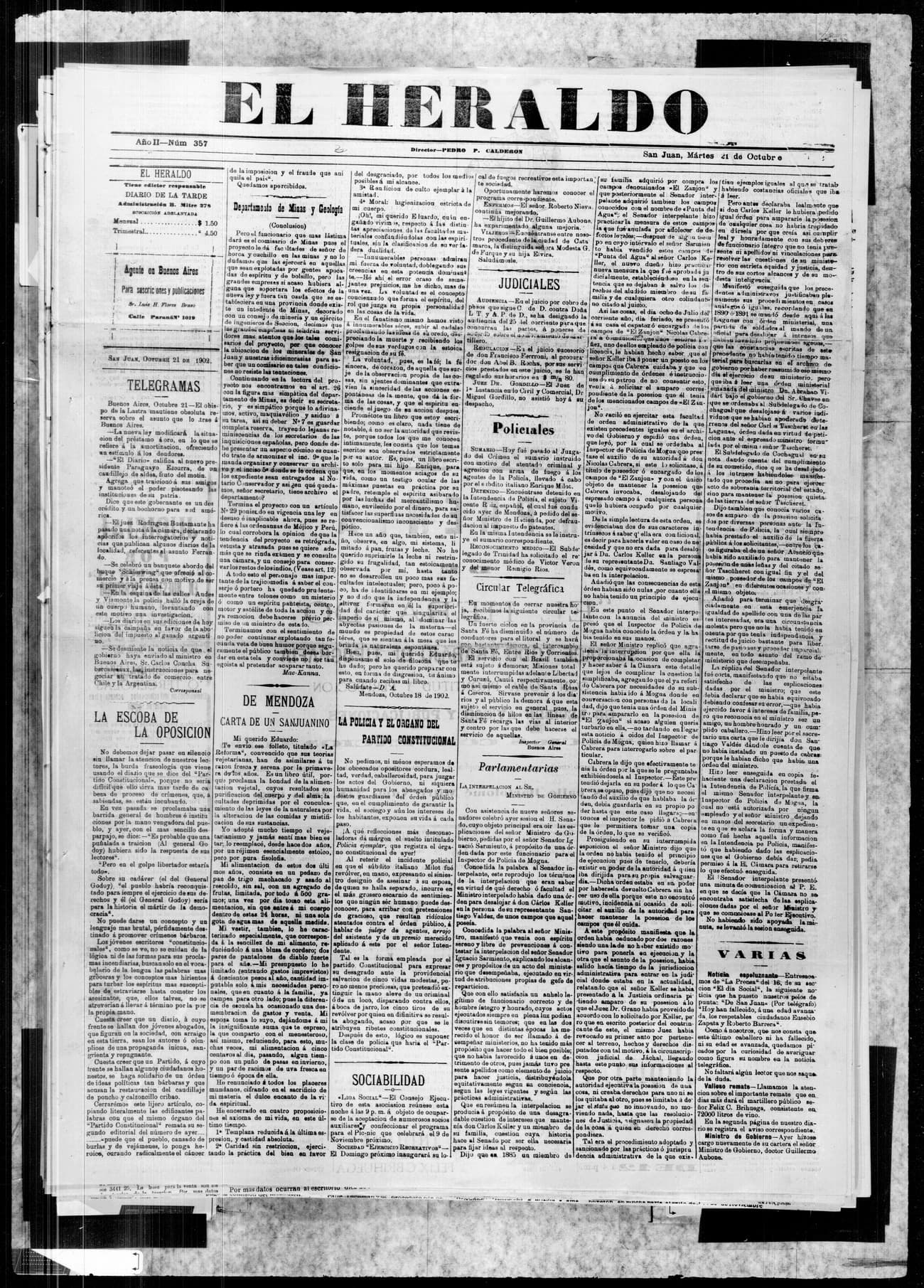 Portada · 21 de Octubre de 1902