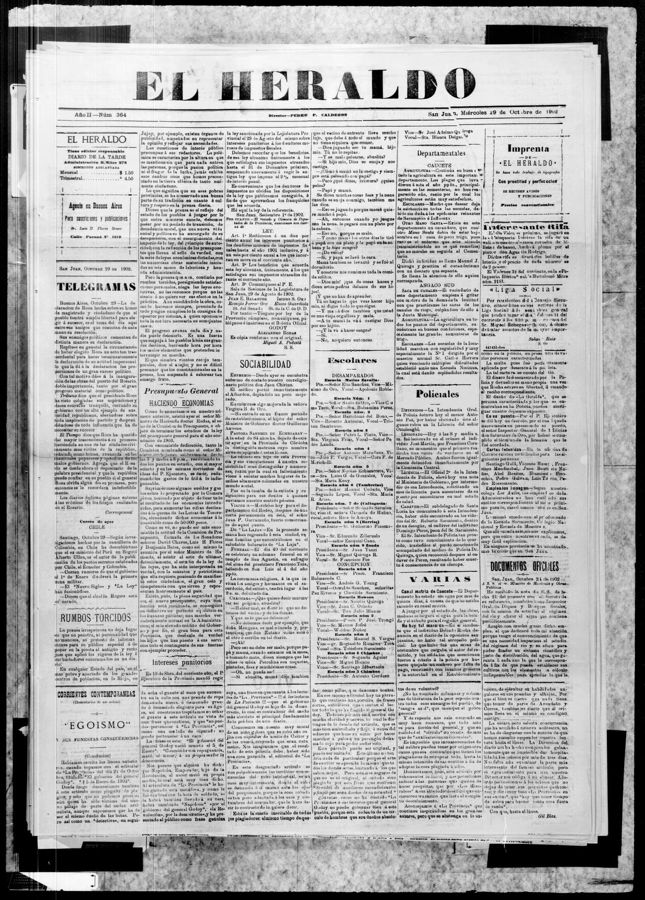 Portada · 29 de Octubre de 1902