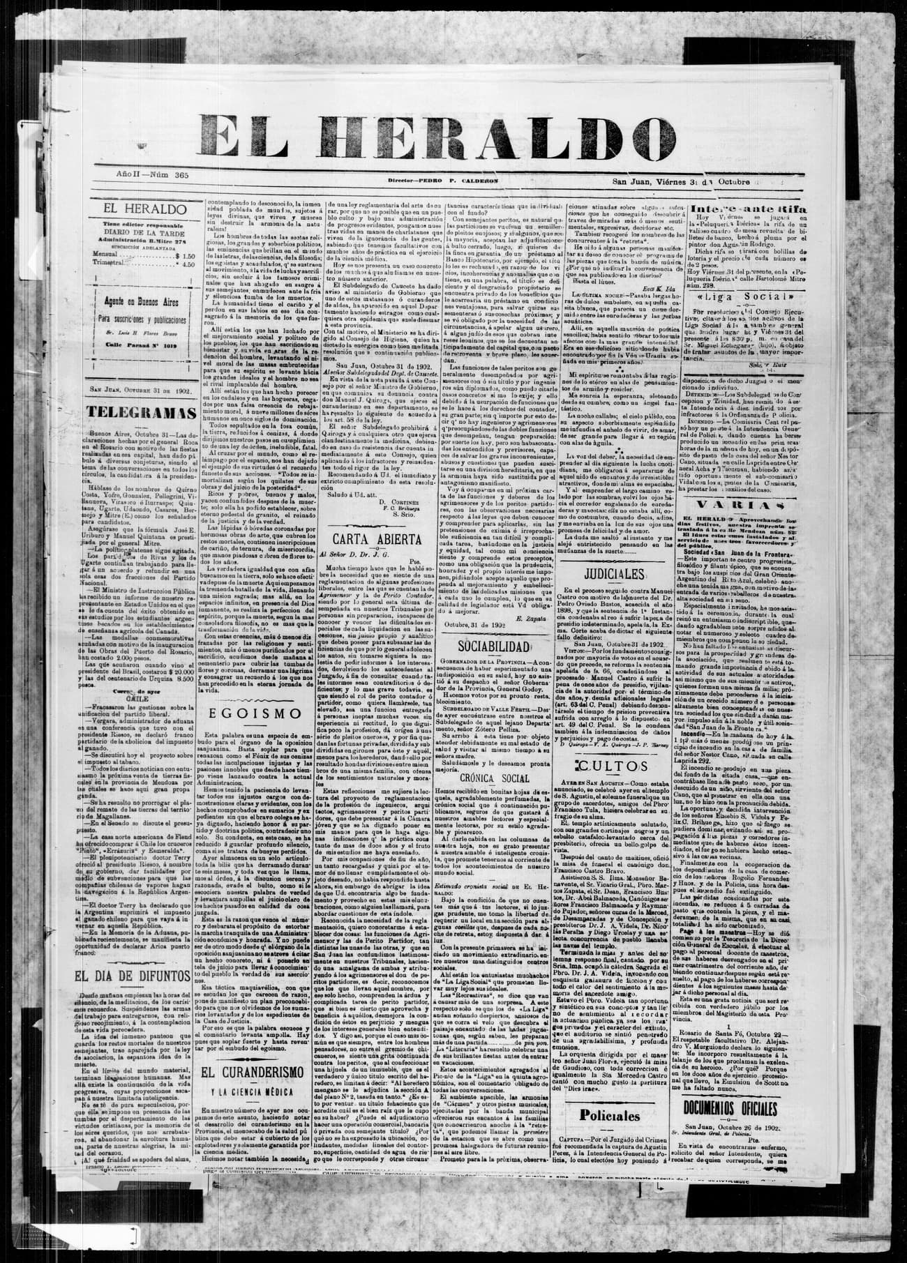Portada · 31 de Octubre de 1902