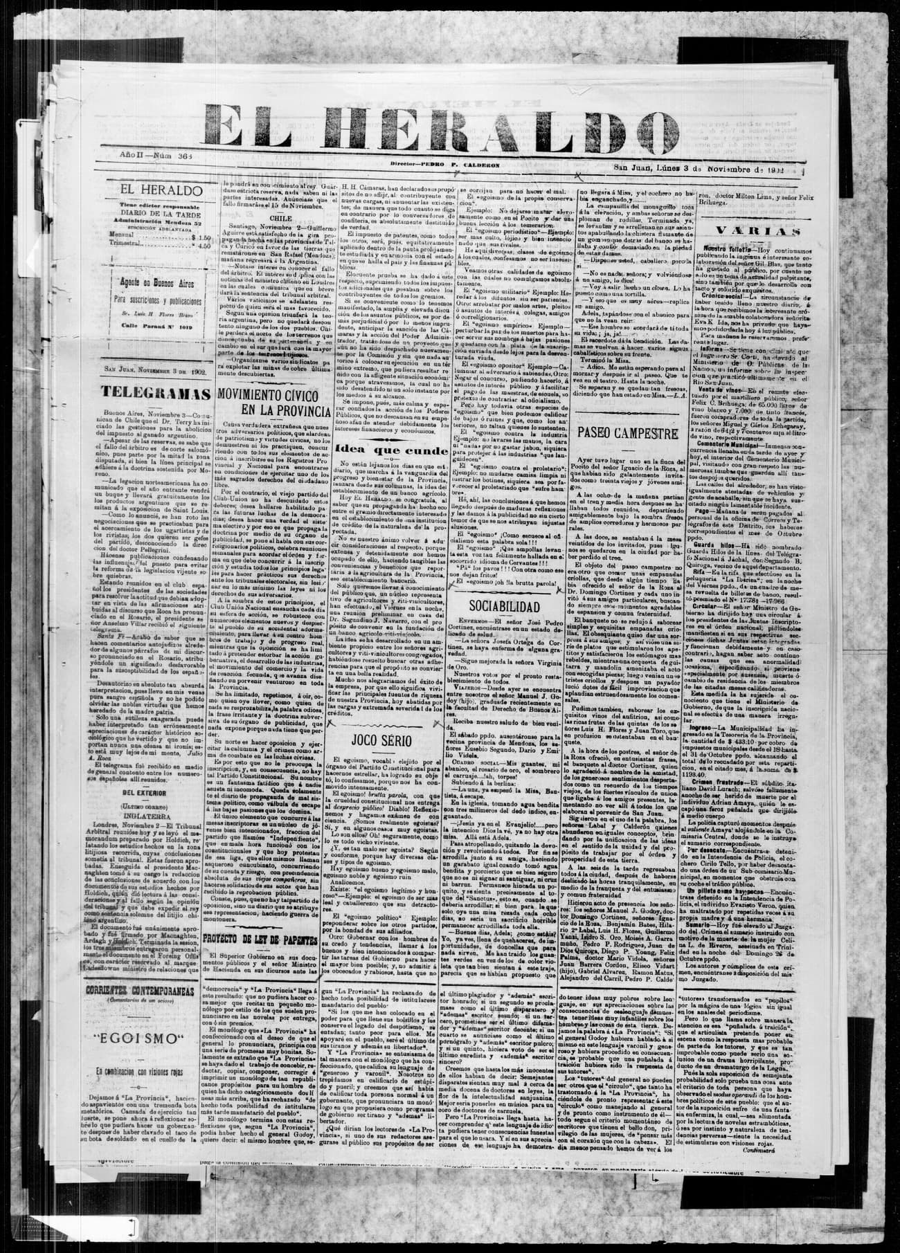 Portada · 3 de Noviembre de 1902