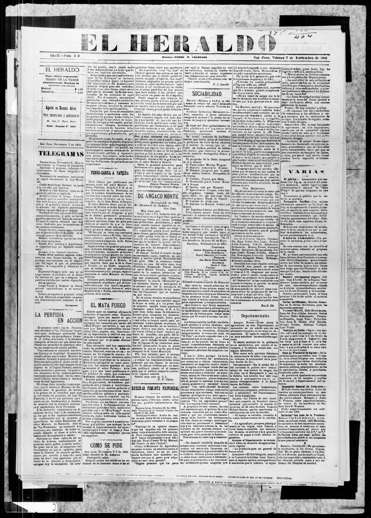 Portada · 7 de Noviembre de 1902