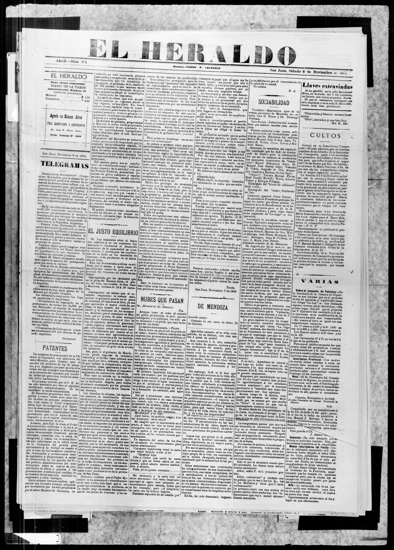 Portada · 8 de Noviembre de 1902