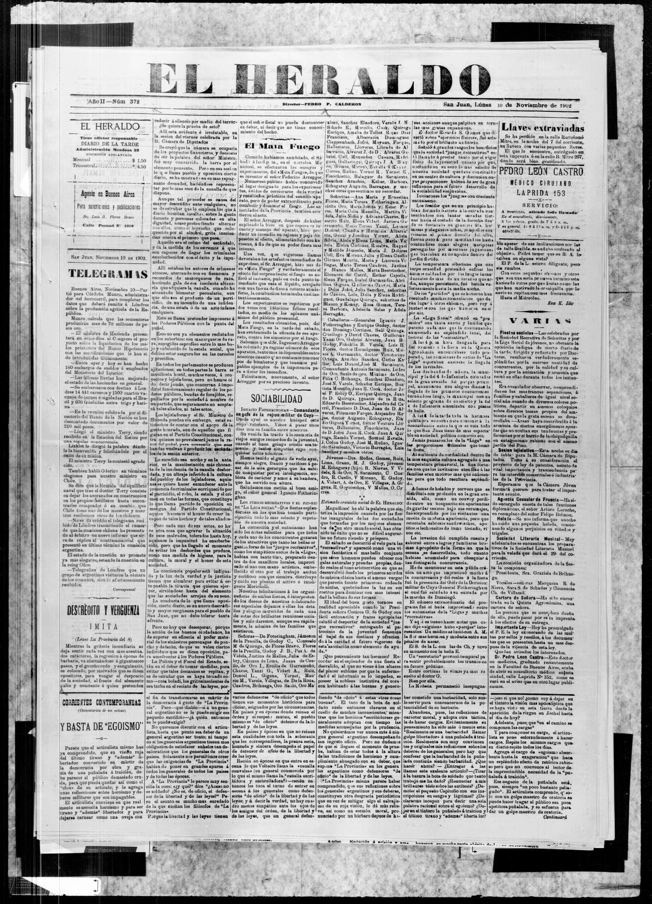 Portada · 10 de Noviembre de 1902