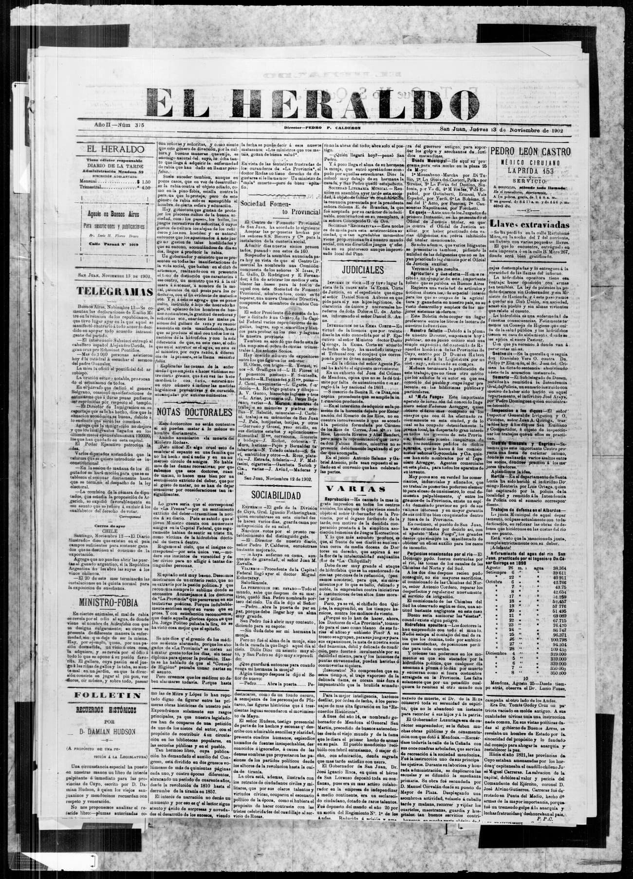 Portada · 13 de Noviembre de 1902