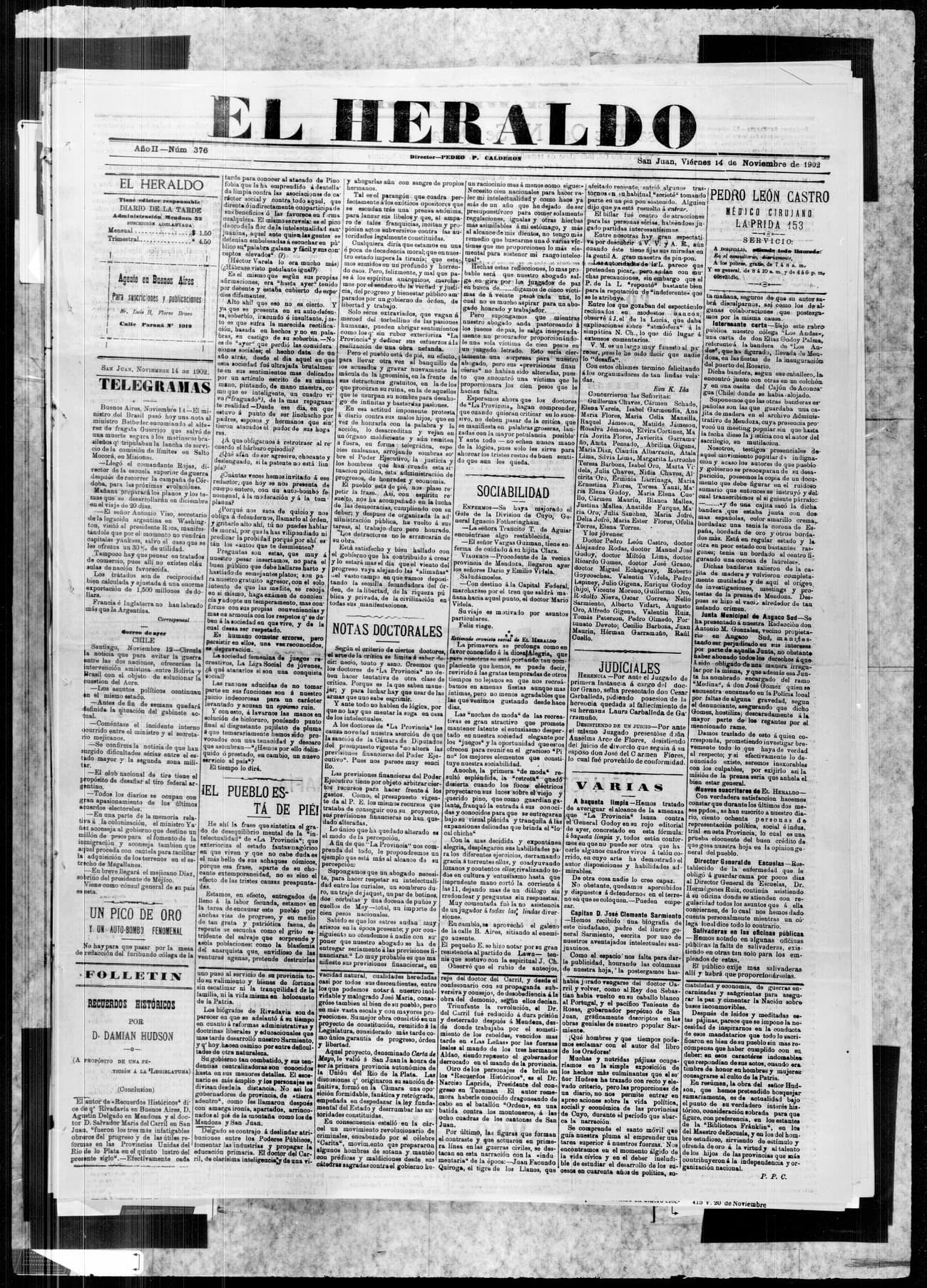 Portada · 14 de Noviembre de 1902
