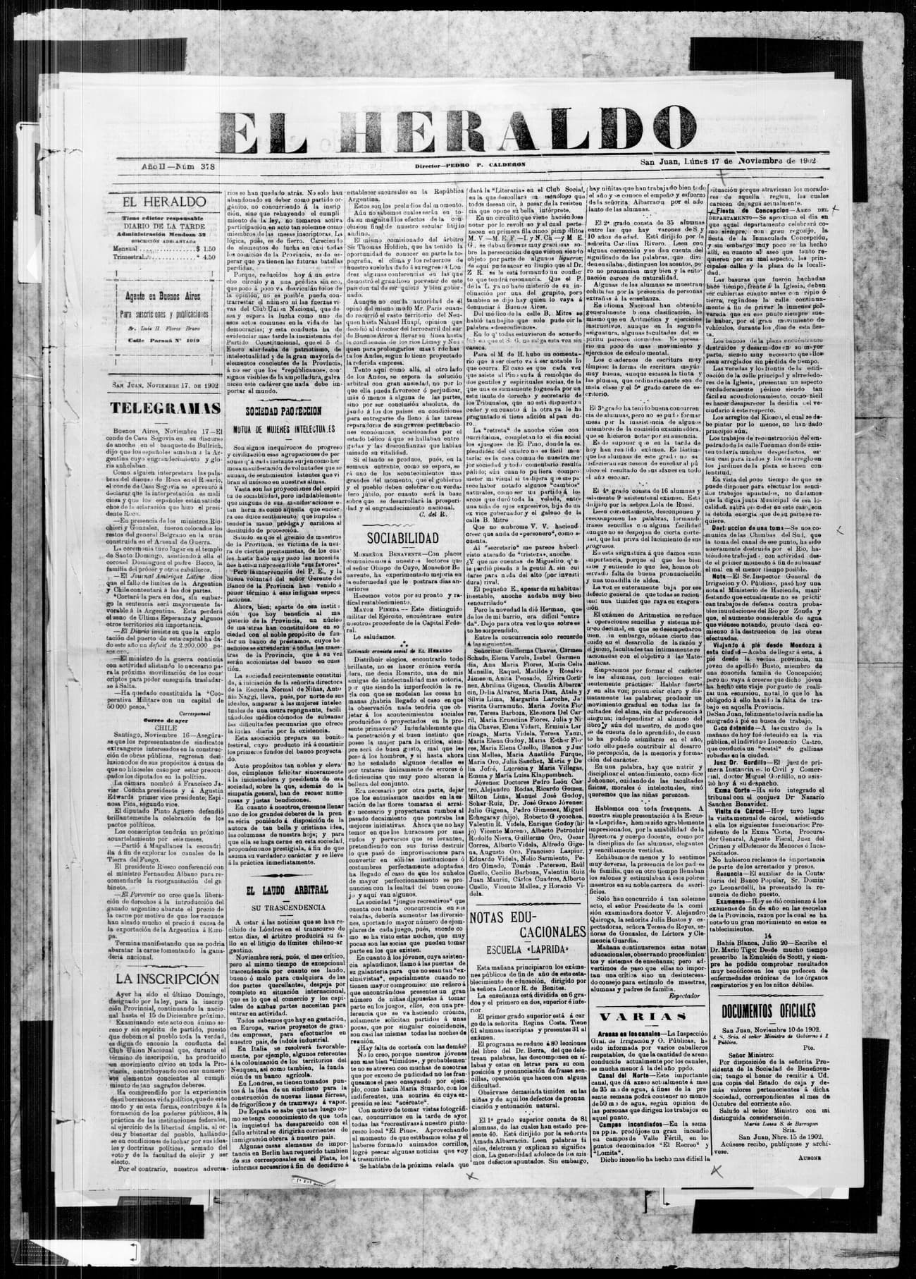 Portada · 17 de Noviembre de 1902
