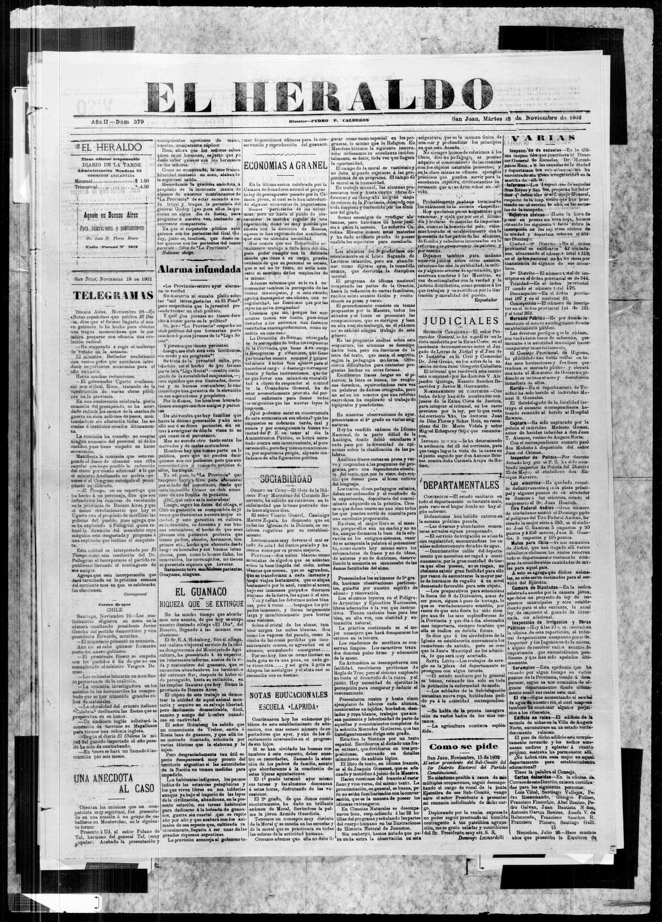 Portada · 18 de Noviembre de 1902