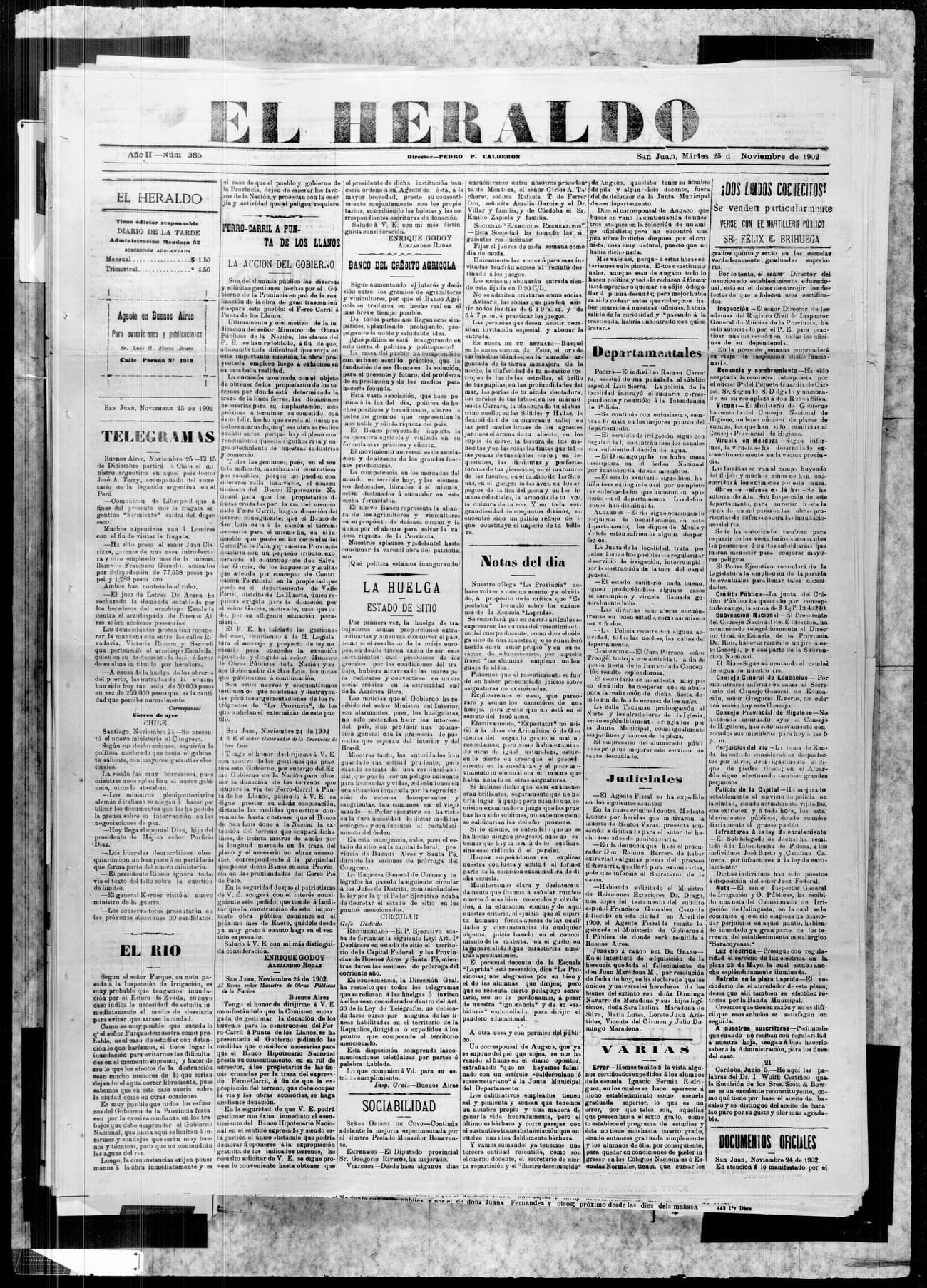 Portada · 25 de Noviembre de 1902