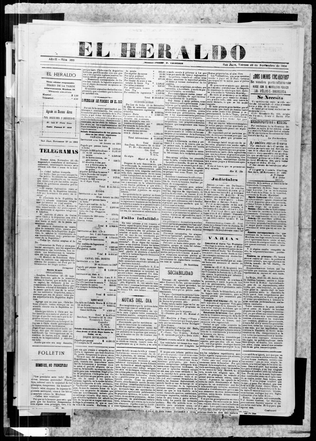 Portada · 28 de Noviembre de 1902