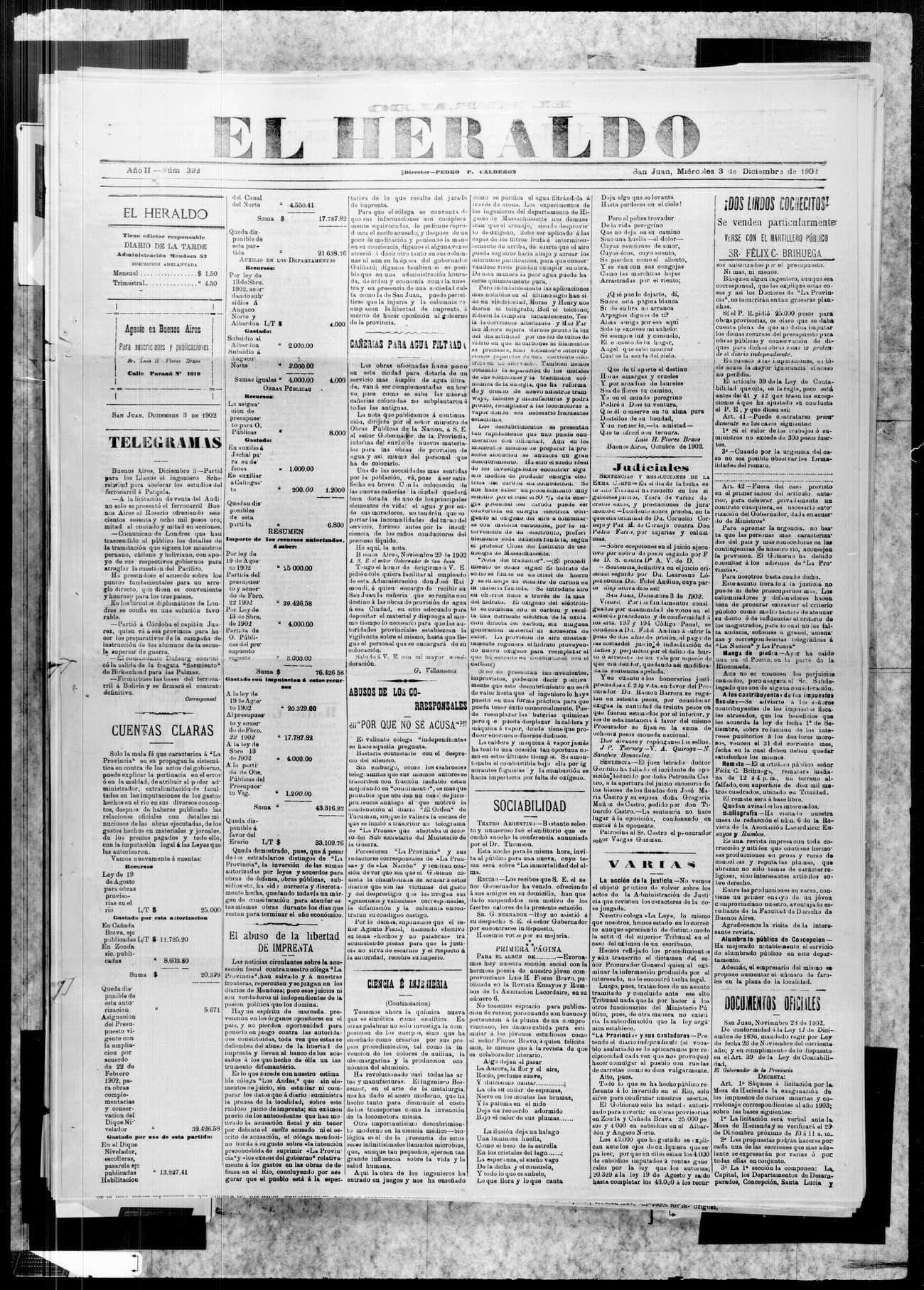Portada · 3 de Diciembre de 1902