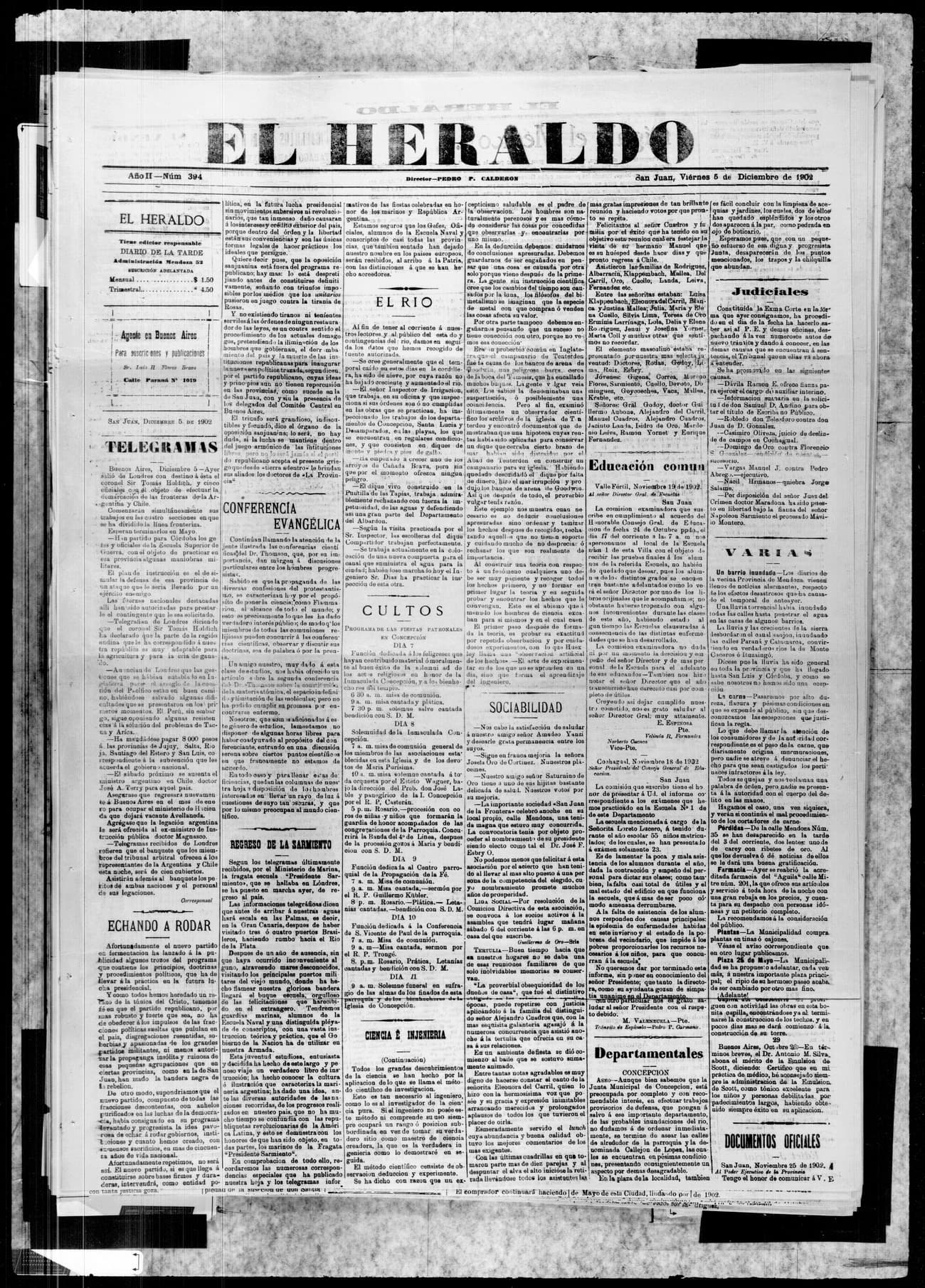 Portada · 5 de Diciembre de 1902