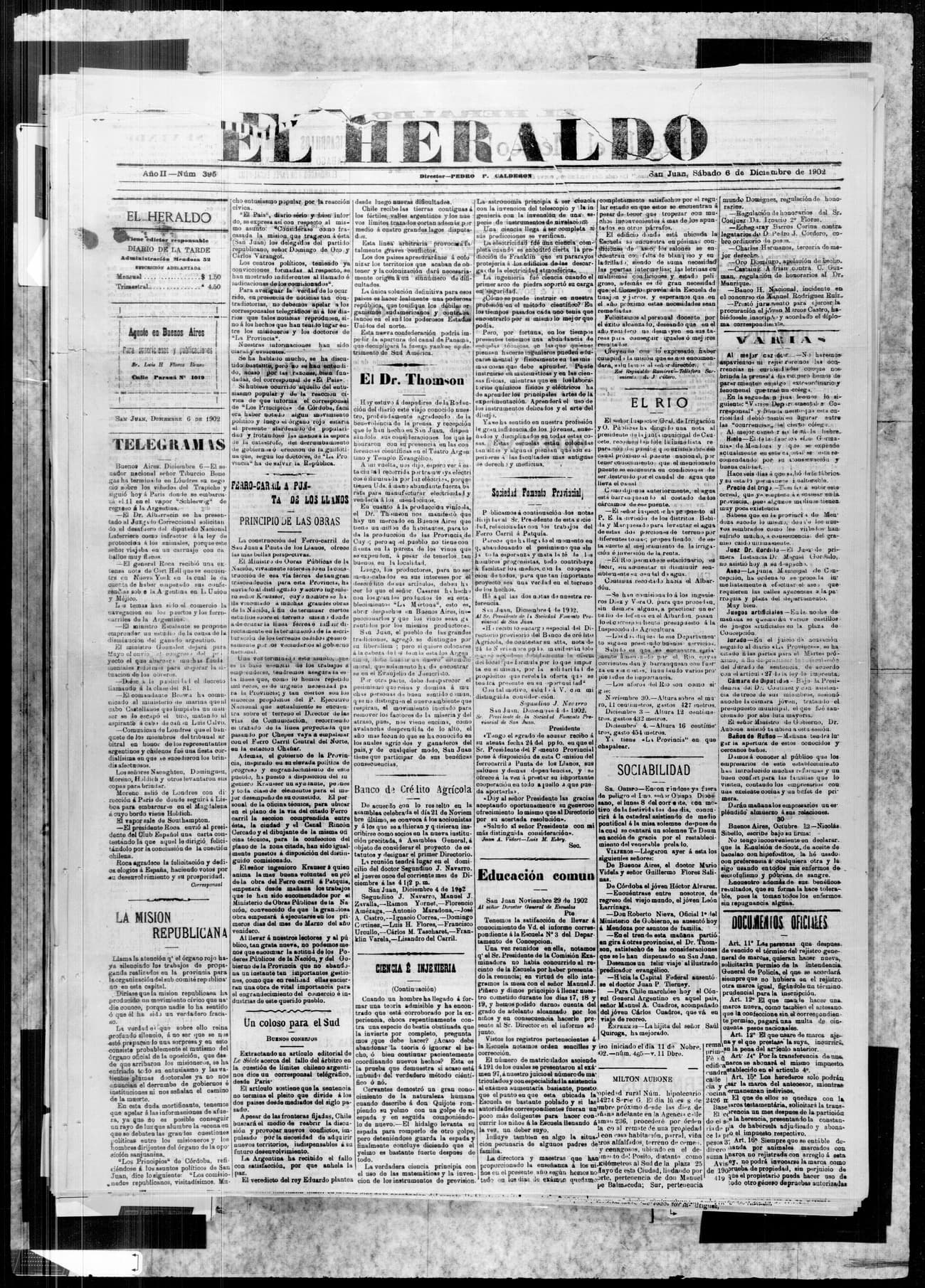 Portada · 6 de Diciembre de 1902