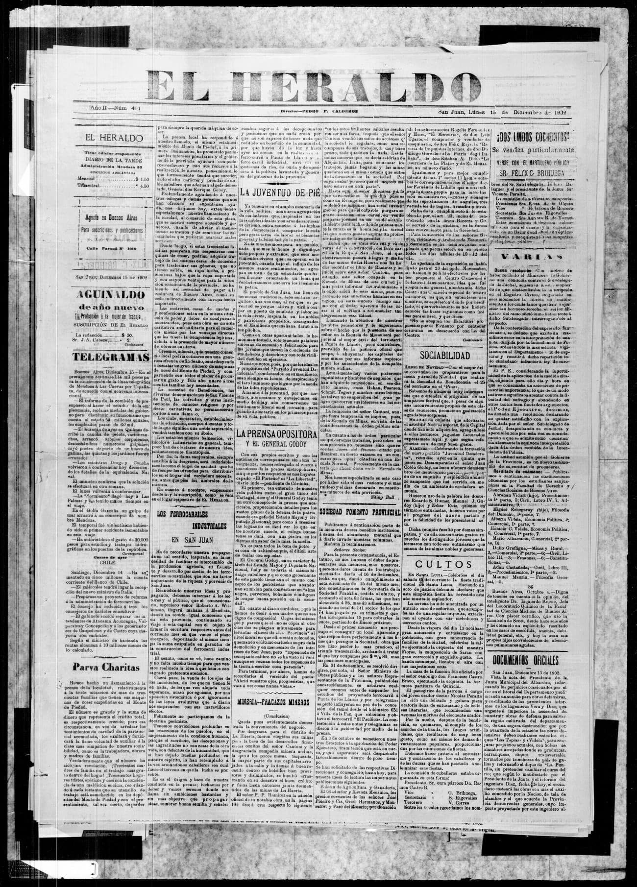 Portada · 15 de Diciembre de 1902