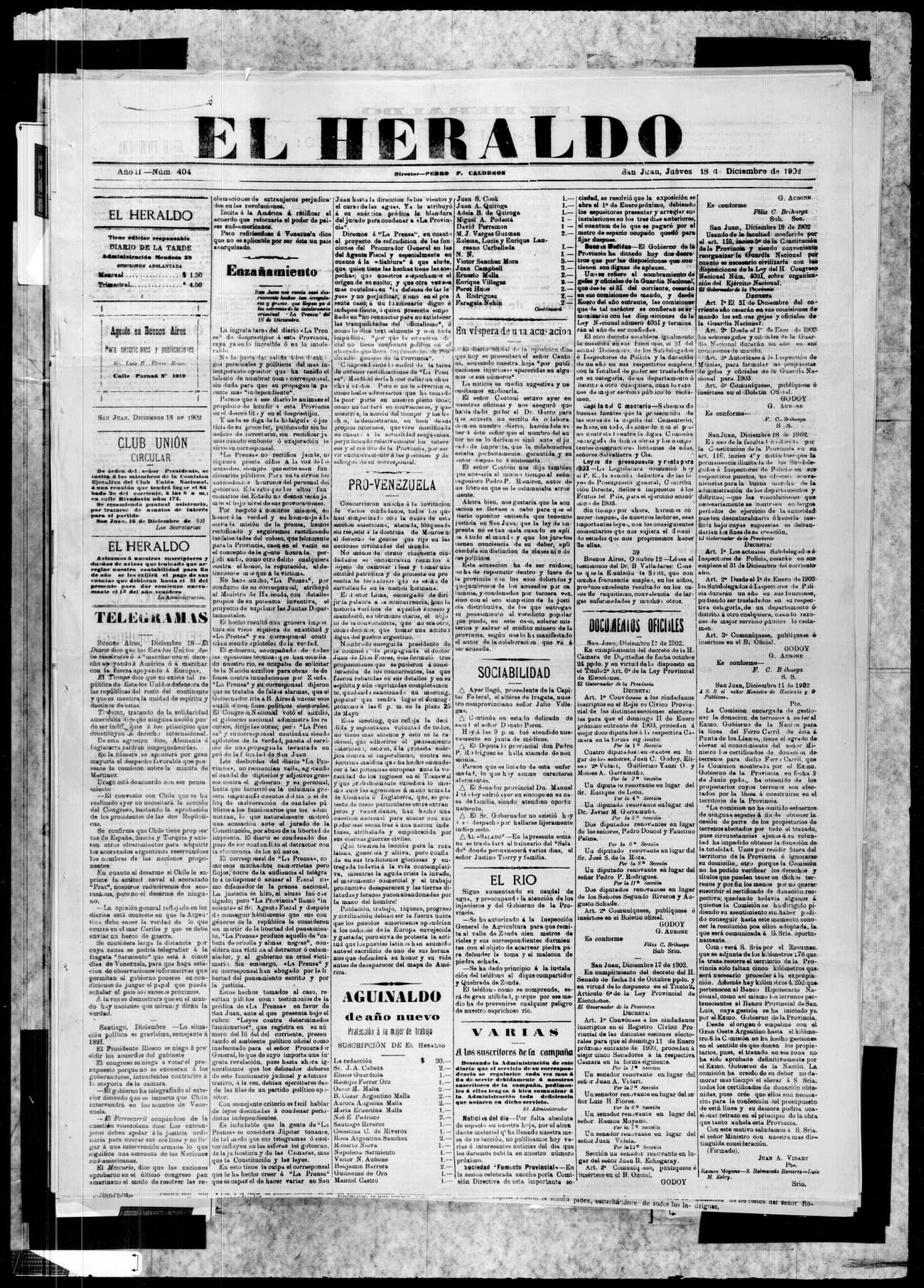 Portada · 18 de Diciembre de 1902