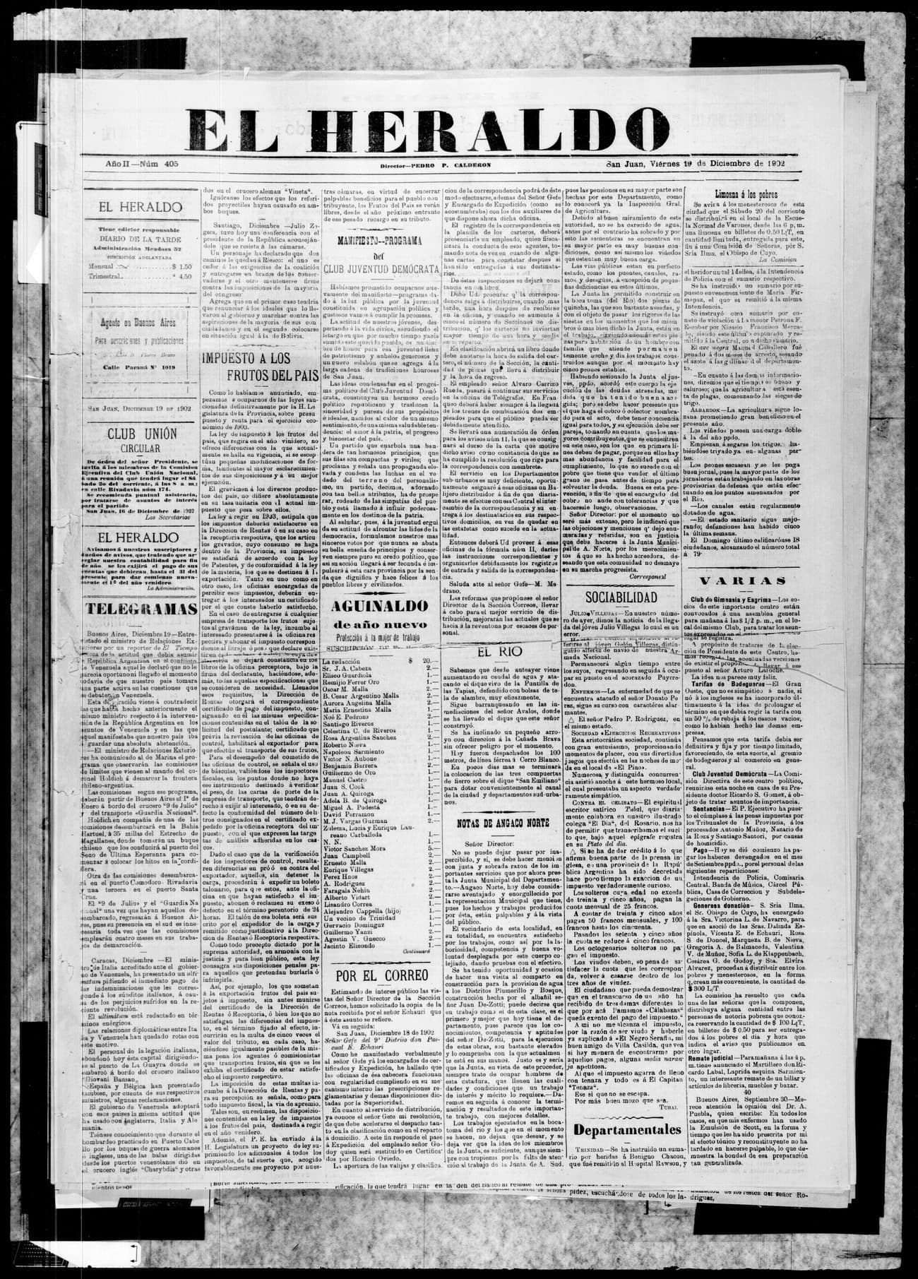 Portada · 19 de Diciembre de 1902