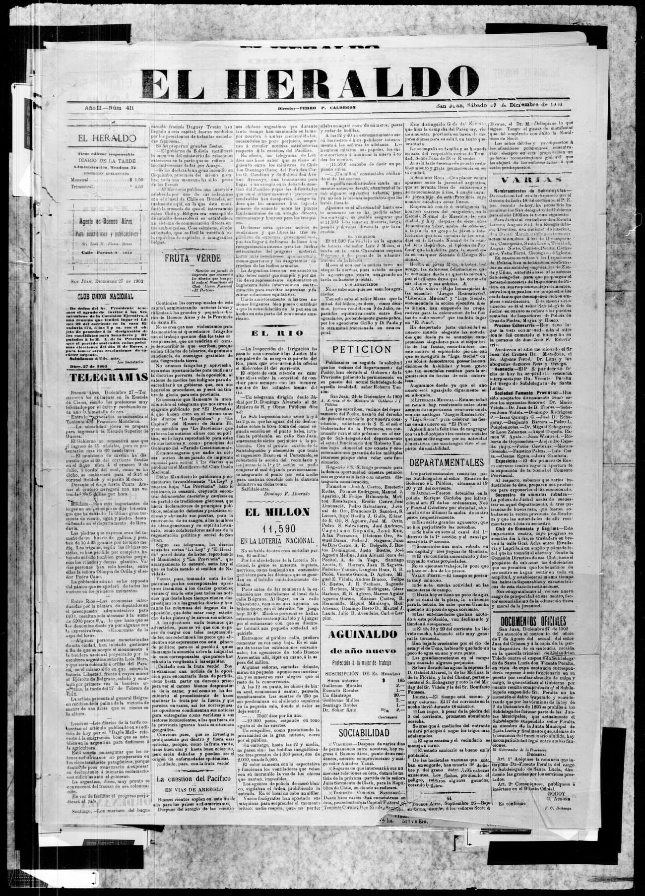 Portada · 27 de Diciembre de 1902