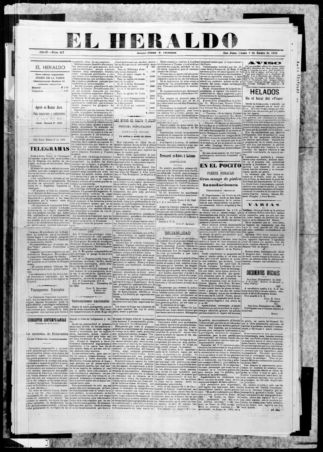 Portada · 5 de Enero de 1903