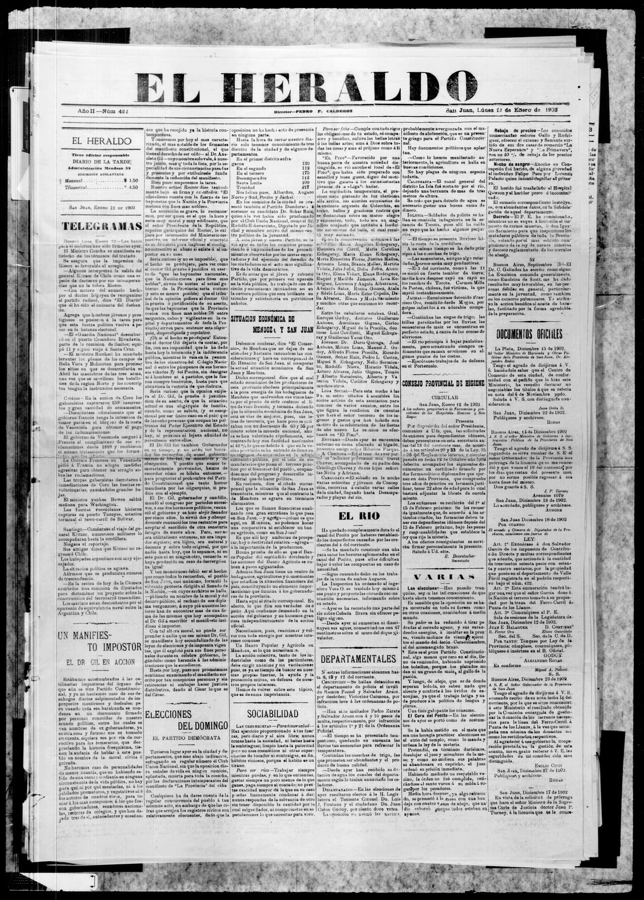 Portada · 13 de Enero de 1903
