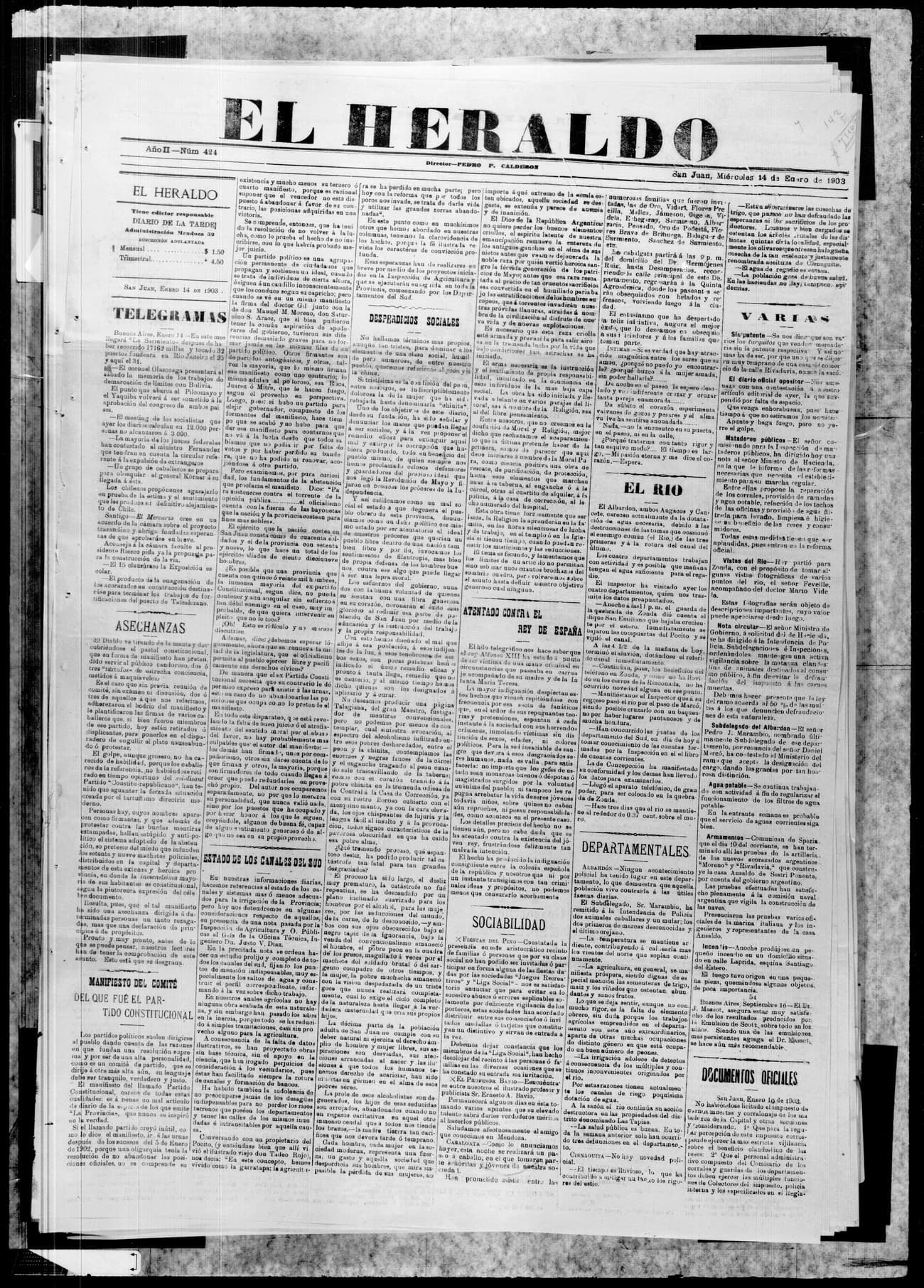 Portada · 14 de Enero de 1903