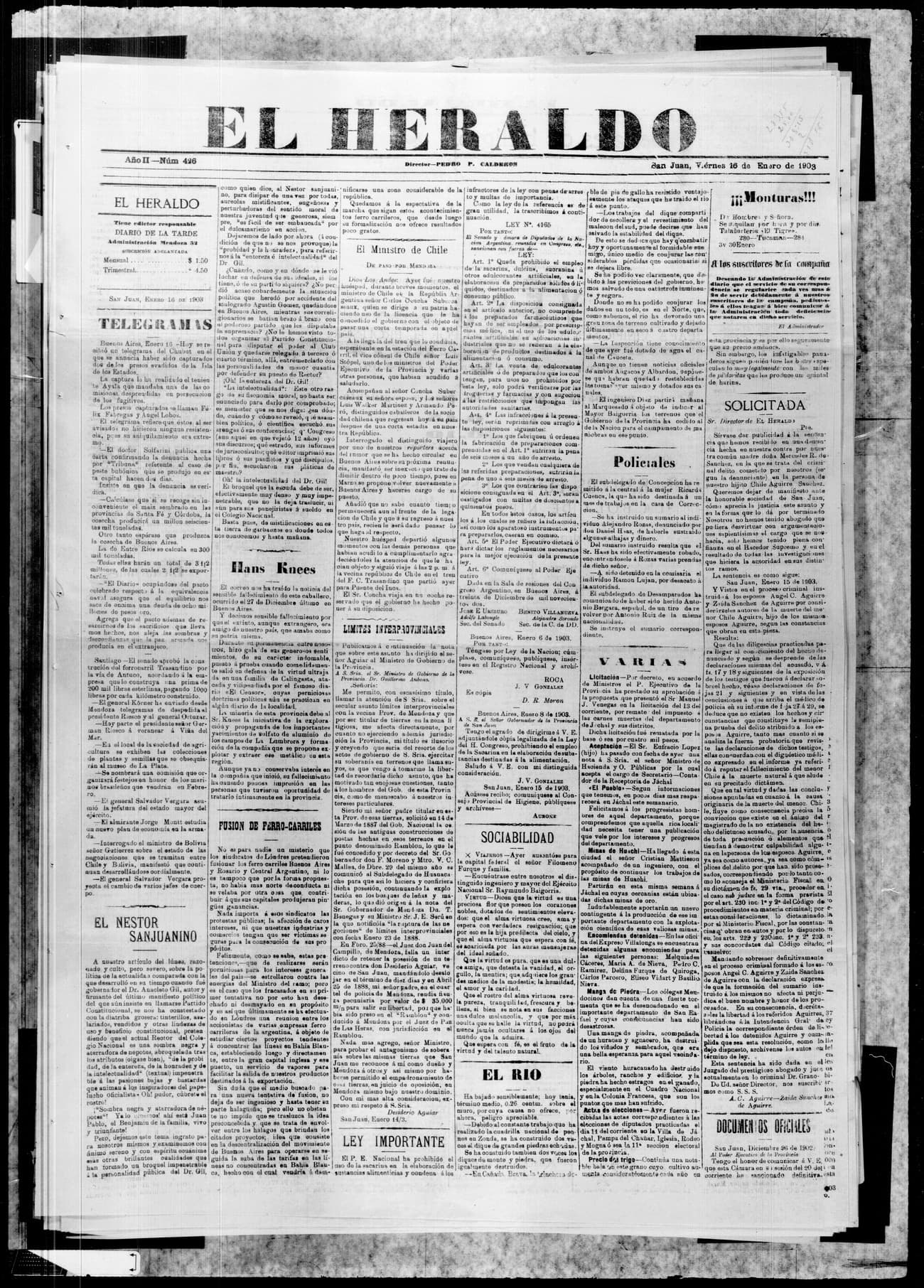Portada · 16 de Enero de 1903