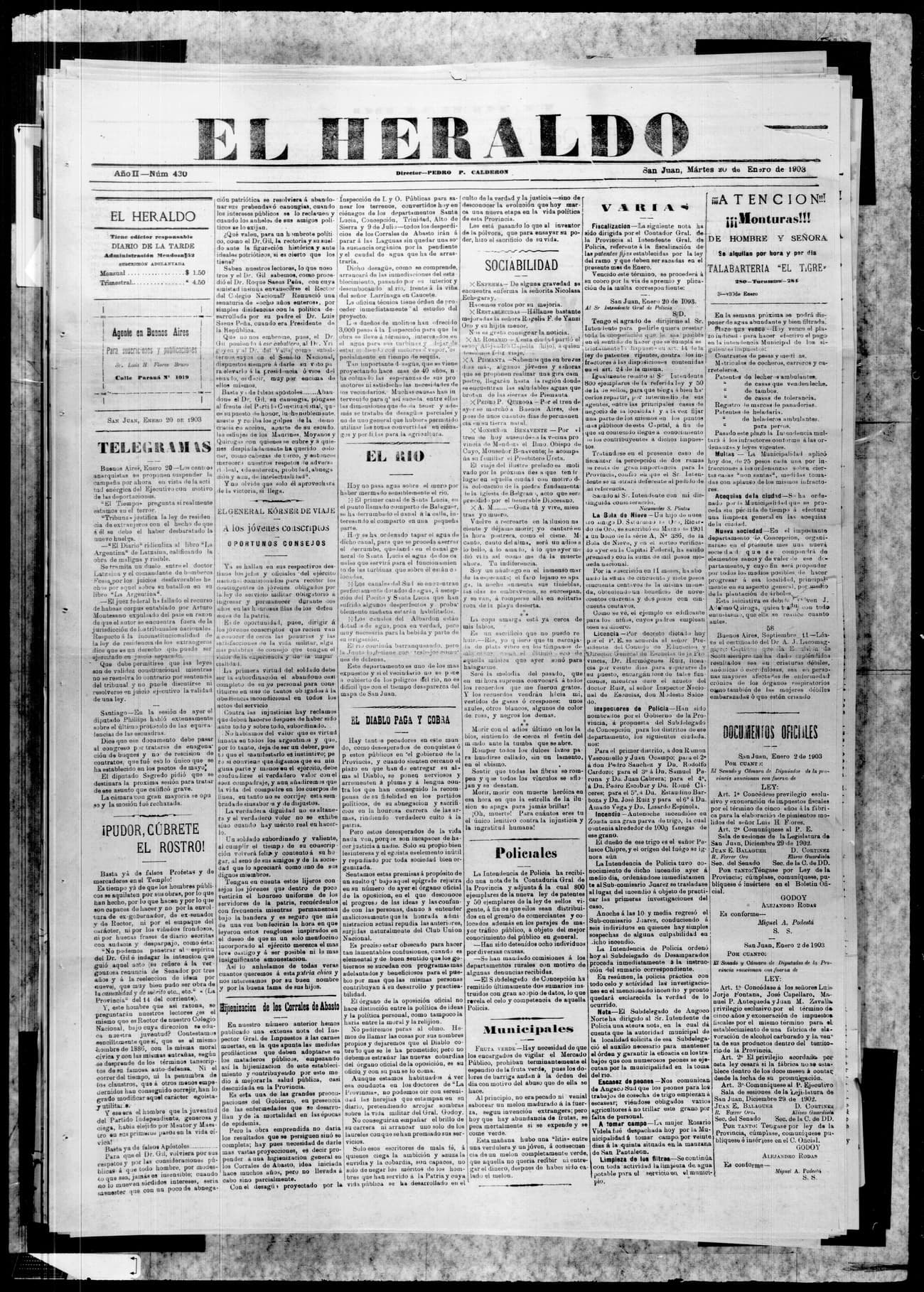Portada · 20 de Enero de 1903