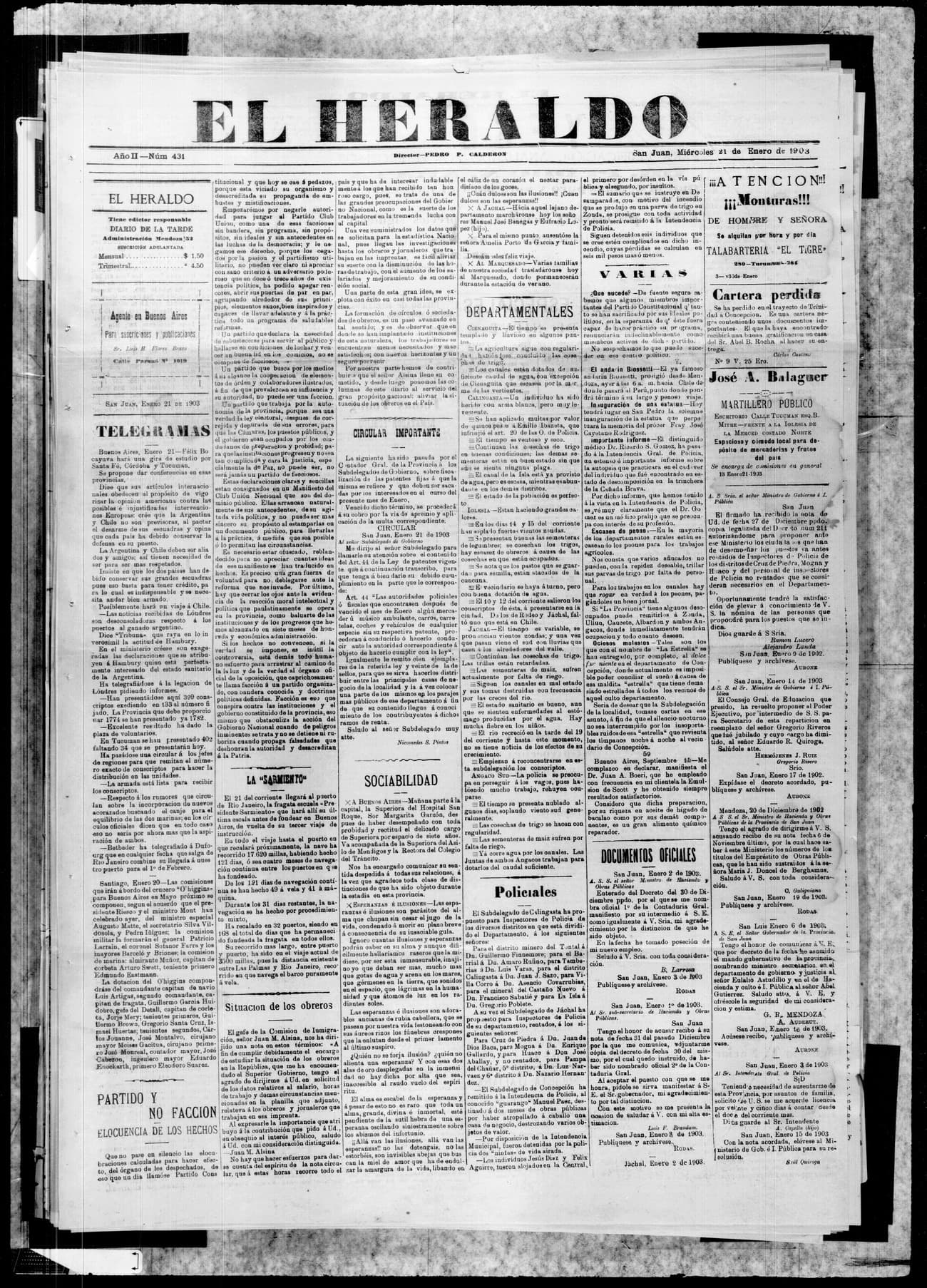 Portada · 21 de Enero de 1903